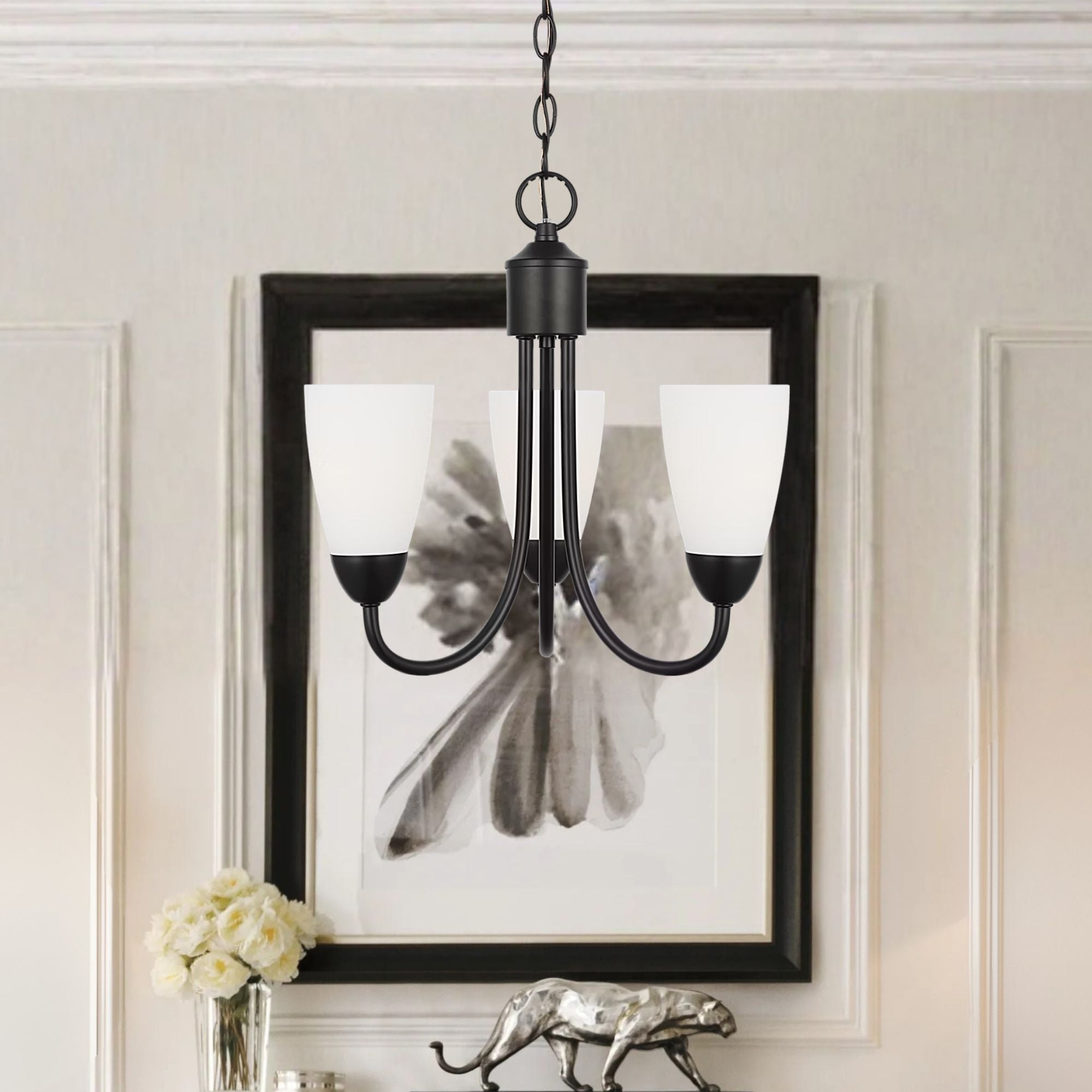 Seville 17" 3-Light Chandelier, Midnight Black Finish