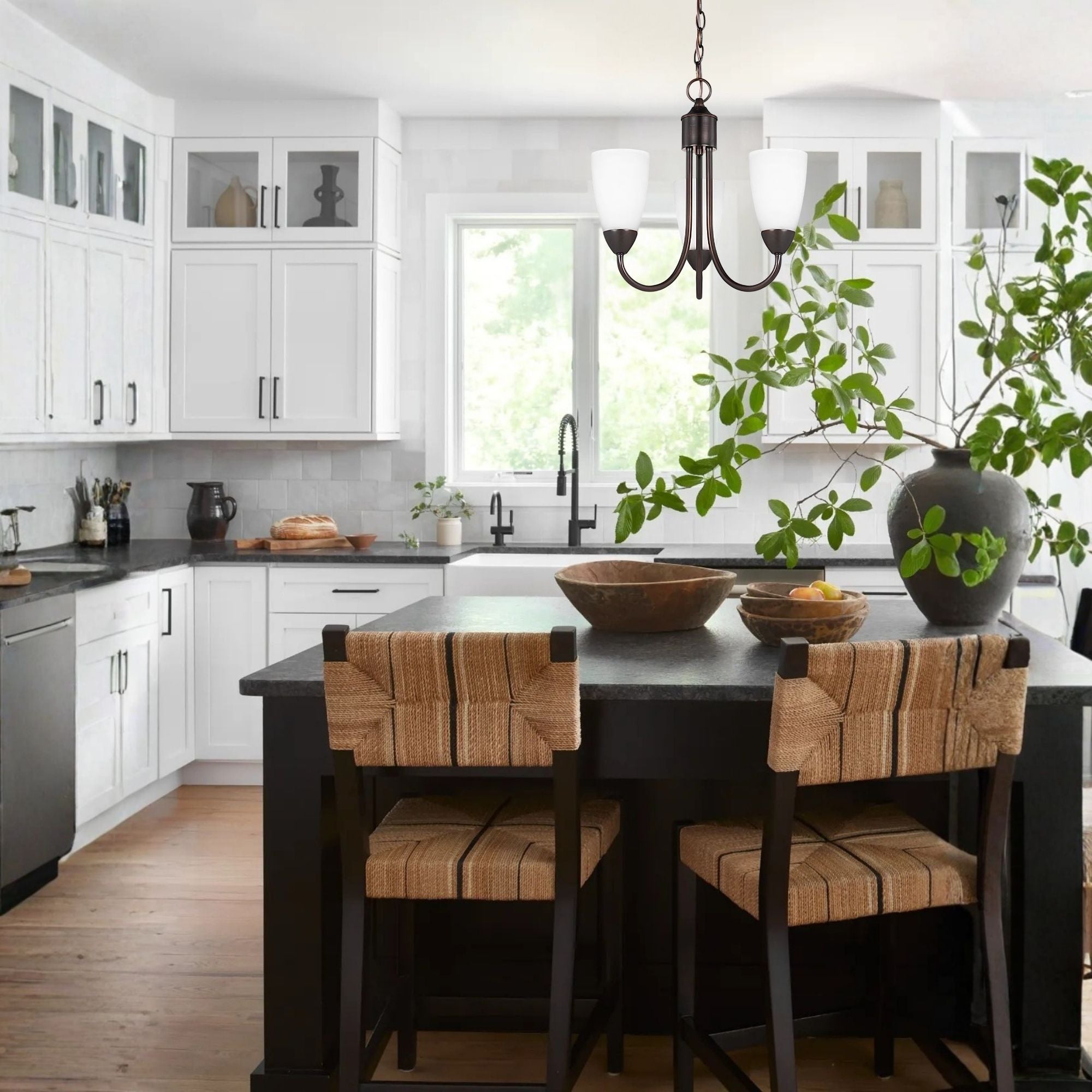 Seville 17" 3-Light LED Chandelier, Bronze Finish