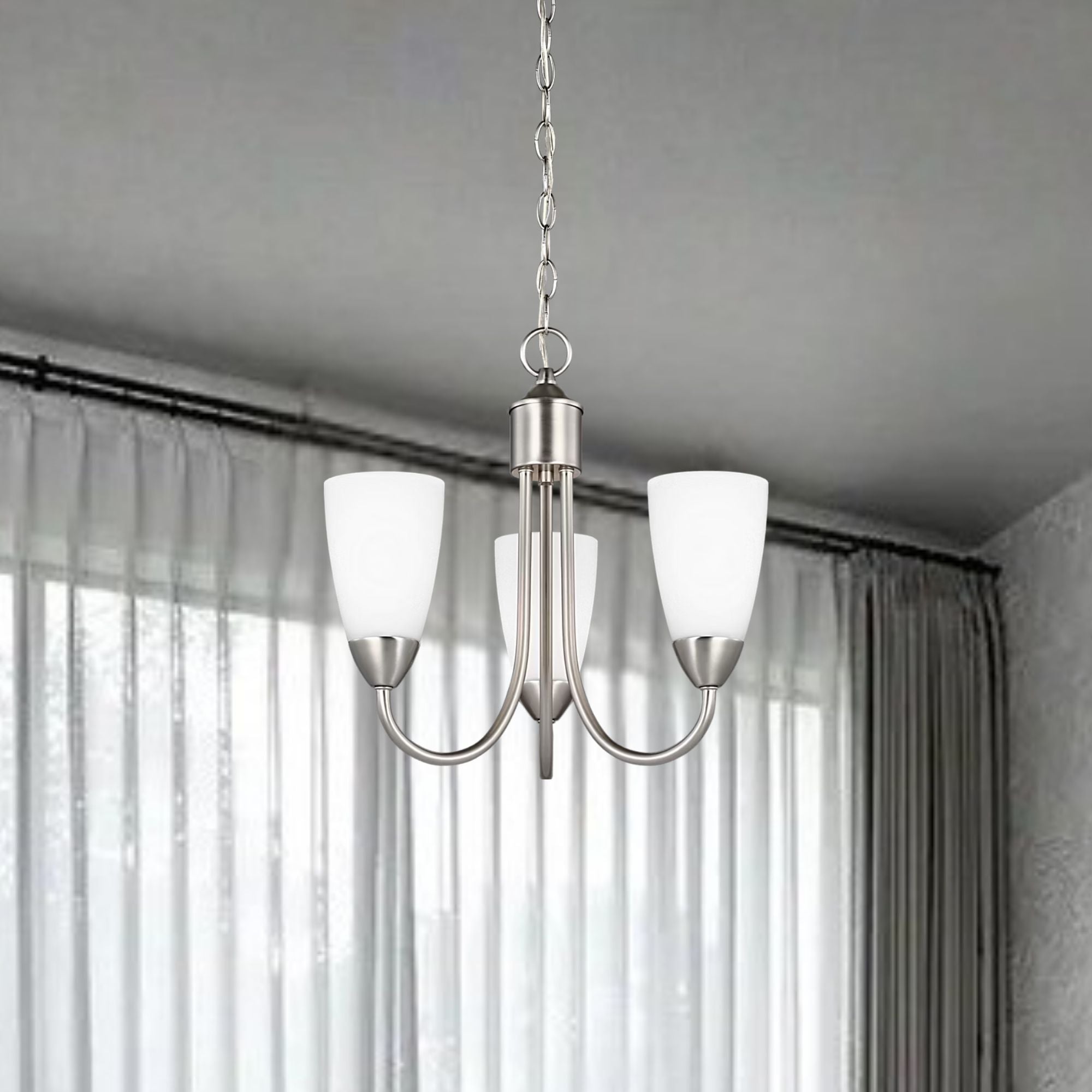 Seville 17" 3-Light LED Chandelier, Brushed Nickel Finish