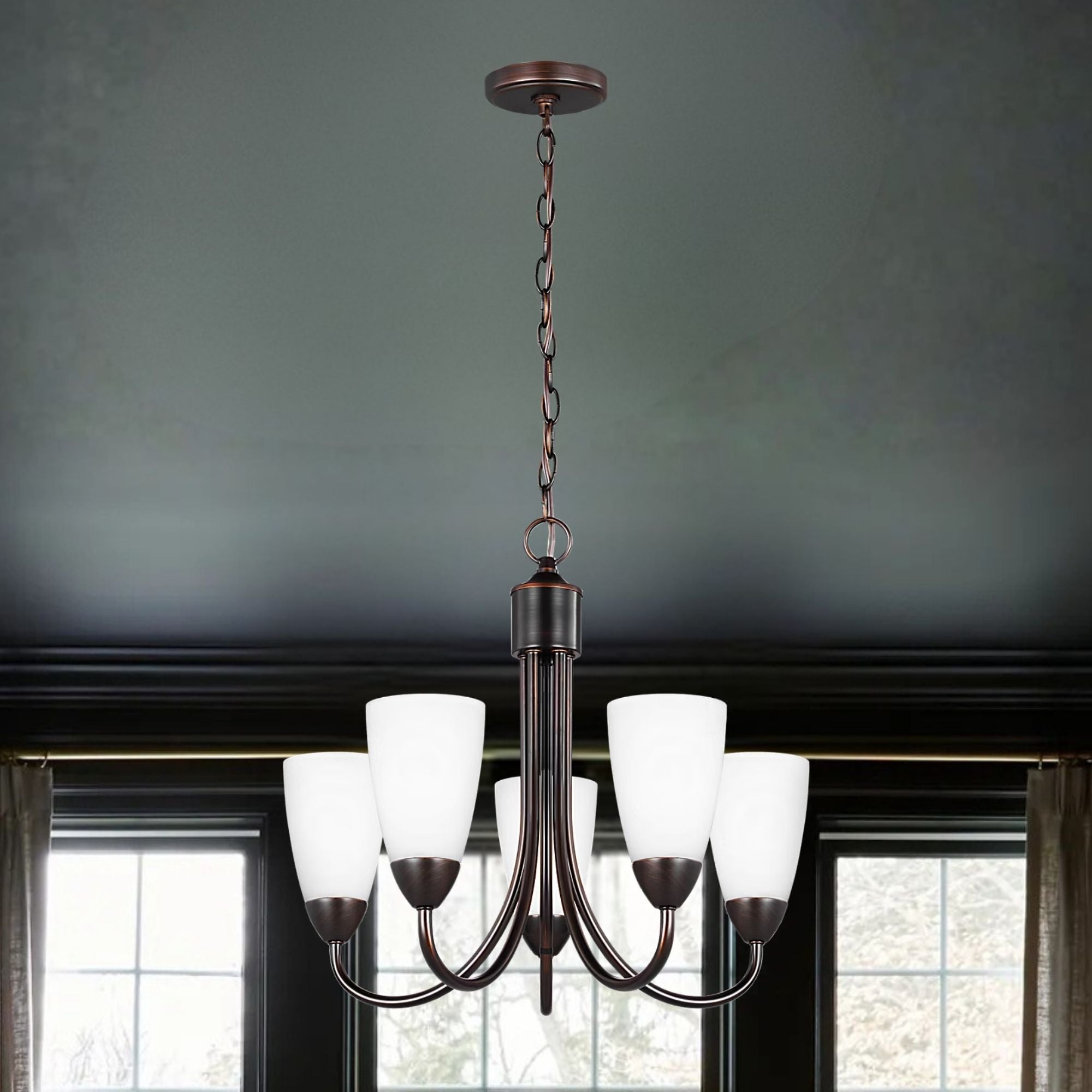 Seville 21" 5-Light Chandelier, Bronze Finish