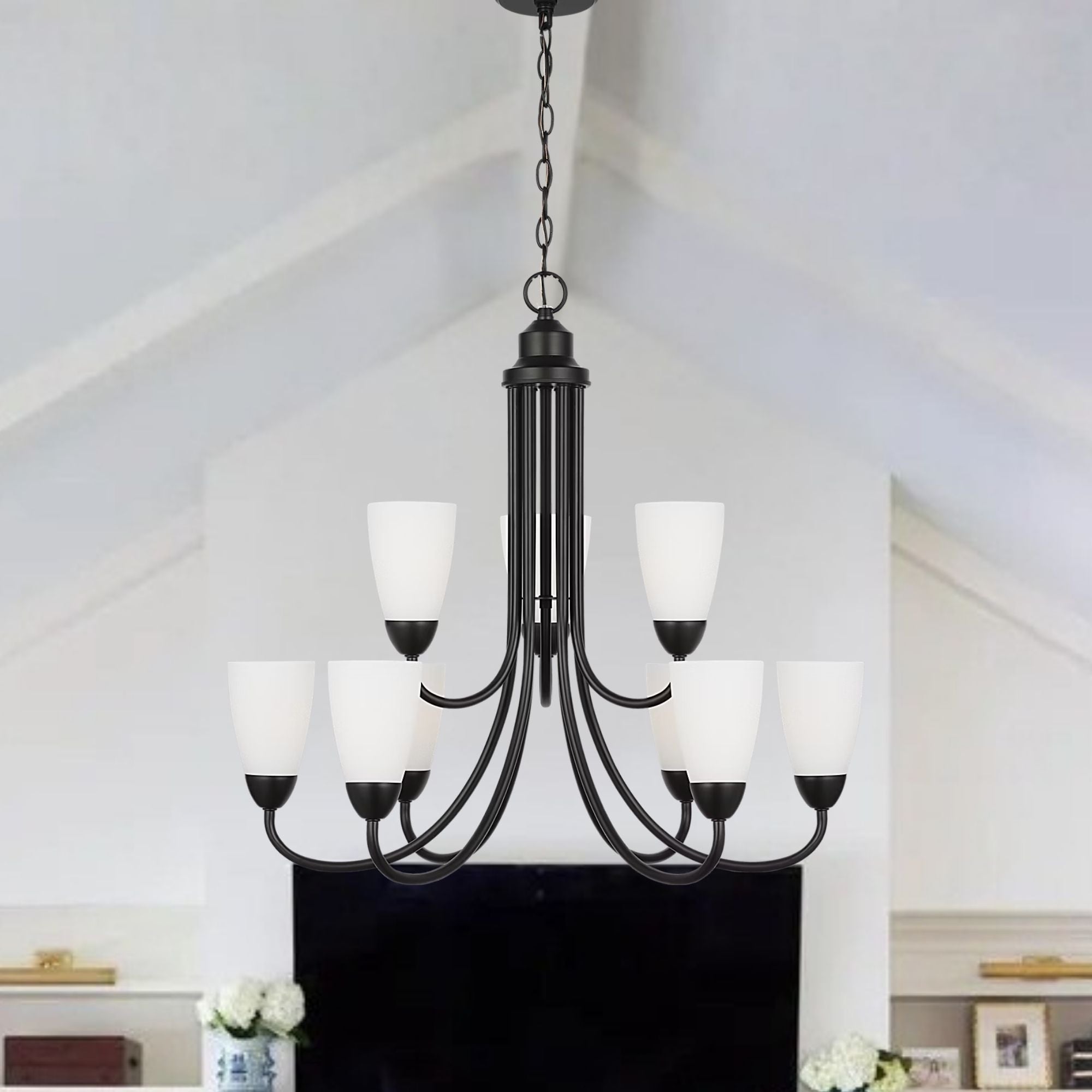 Seville 29" 9-Light Chandelier, Midnight Black Finish