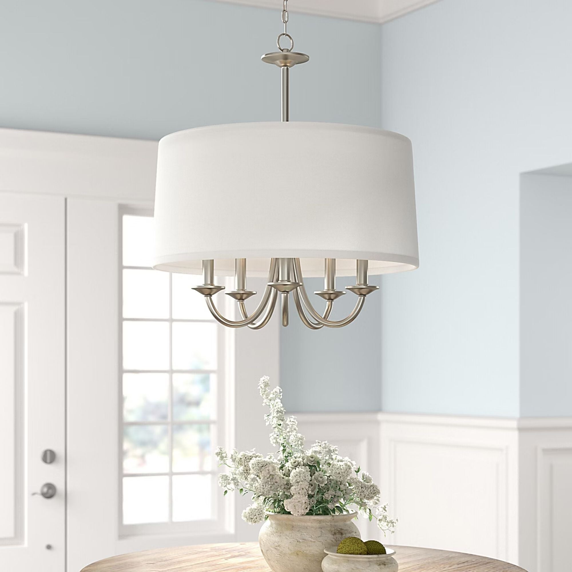 Seville 22" 5-Light Shade Chandelier, Brushed Nickel Finish