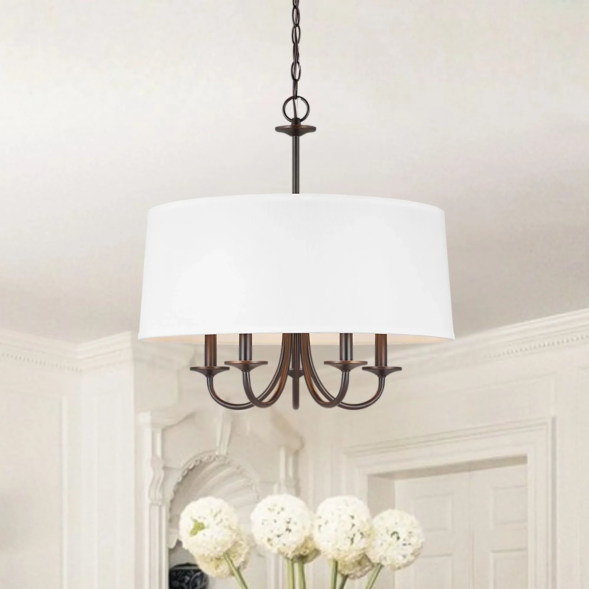 Seville 22" 5-Light LED Shade Chandelier, Bronze Finish