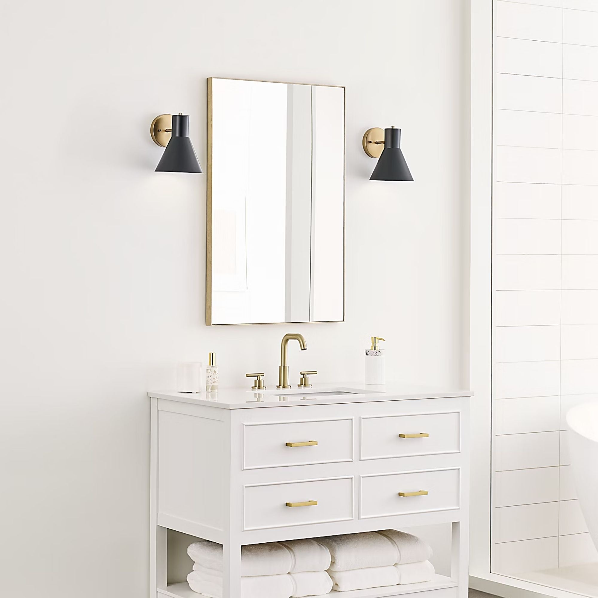 Towner 8" Bath Sconce, Satin Brass Finish