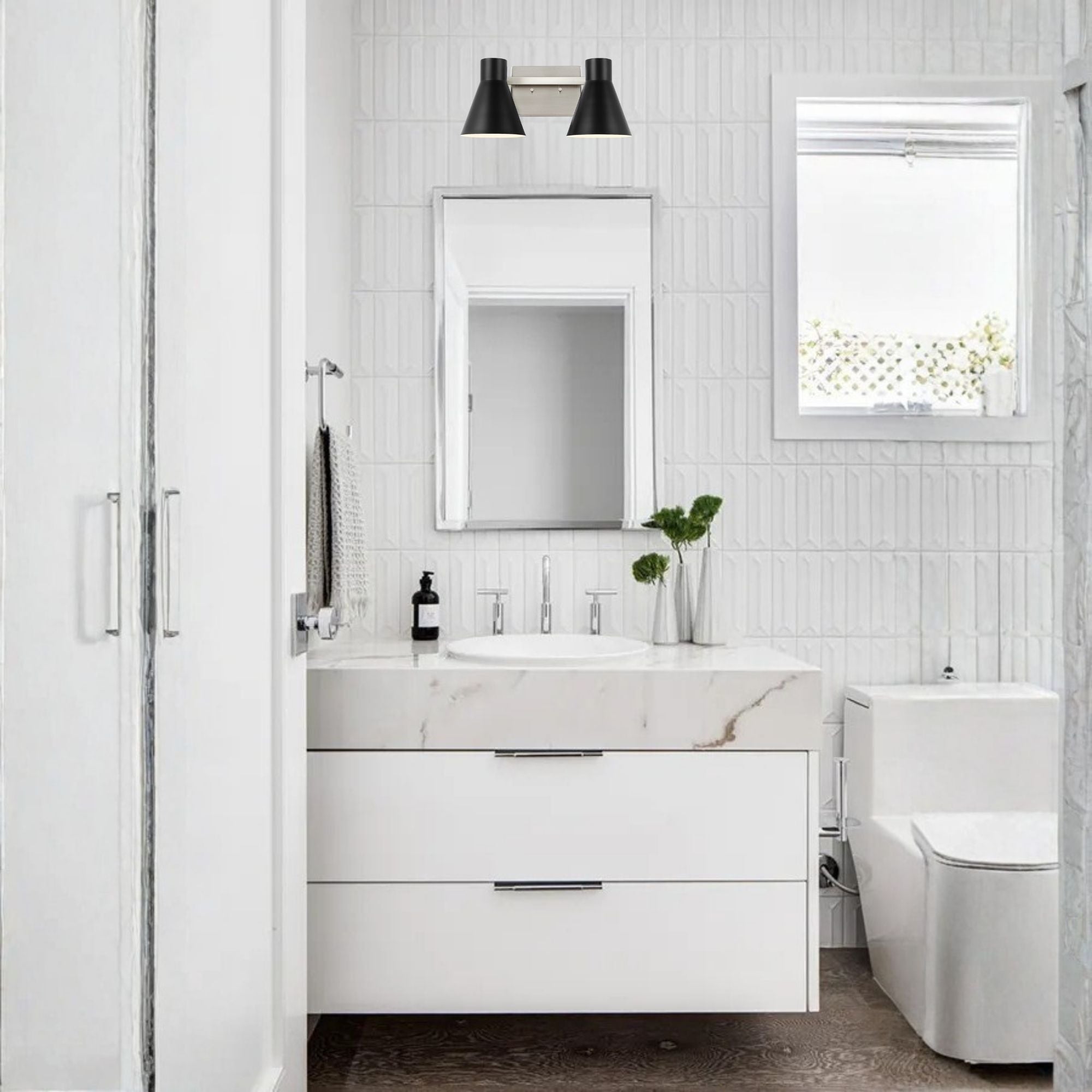 Towner 16" 2-Light LED Bathroom Vanity, Brushed Nickel Finish