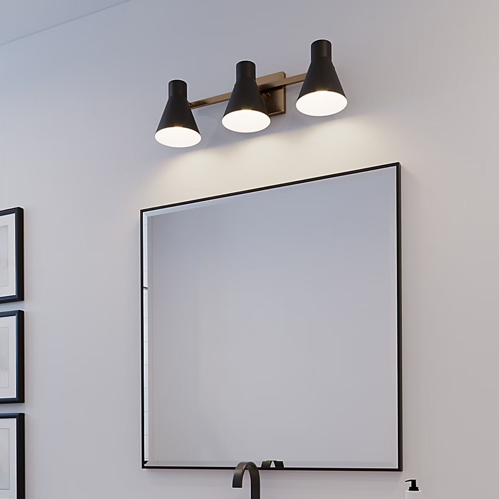 Towner 26" 3-Light Bathroom Vanity, Satin Brass Finish