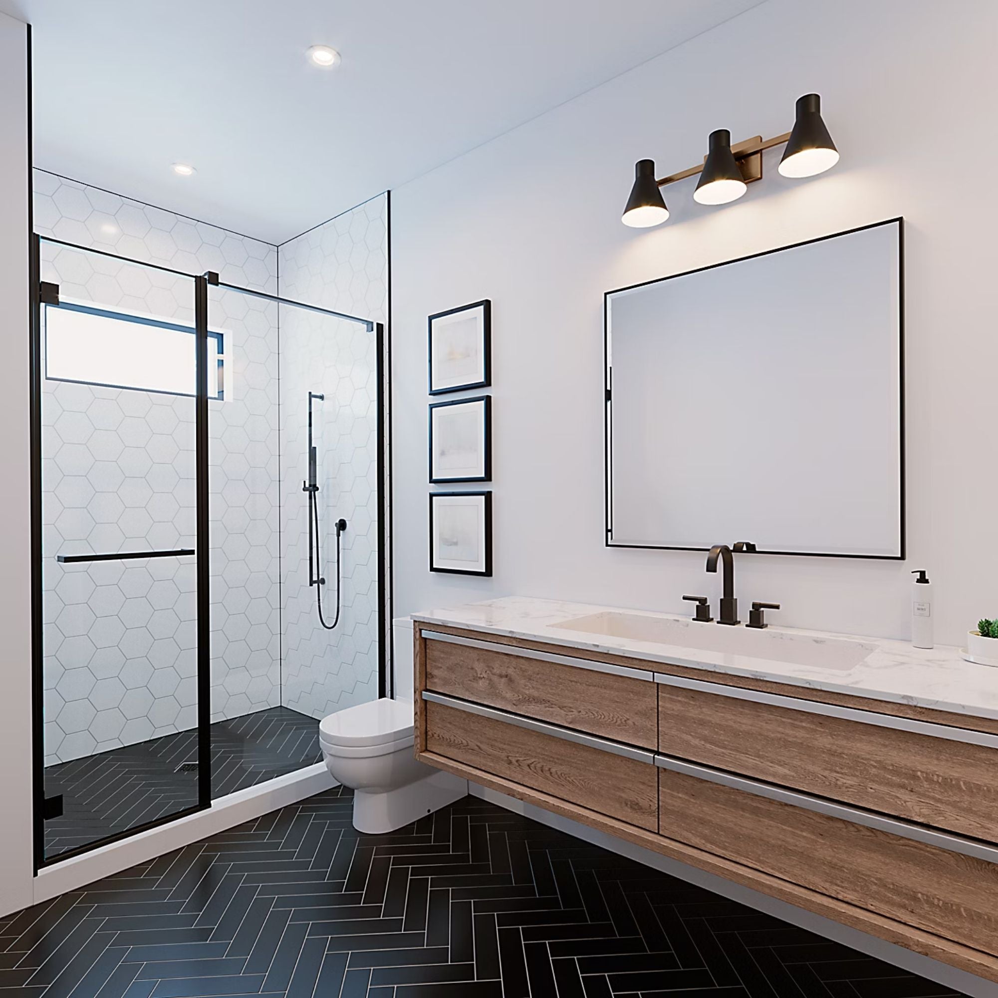 Towner 26" 3-Light LED Bathroom Vanity, Satin Brass Finish