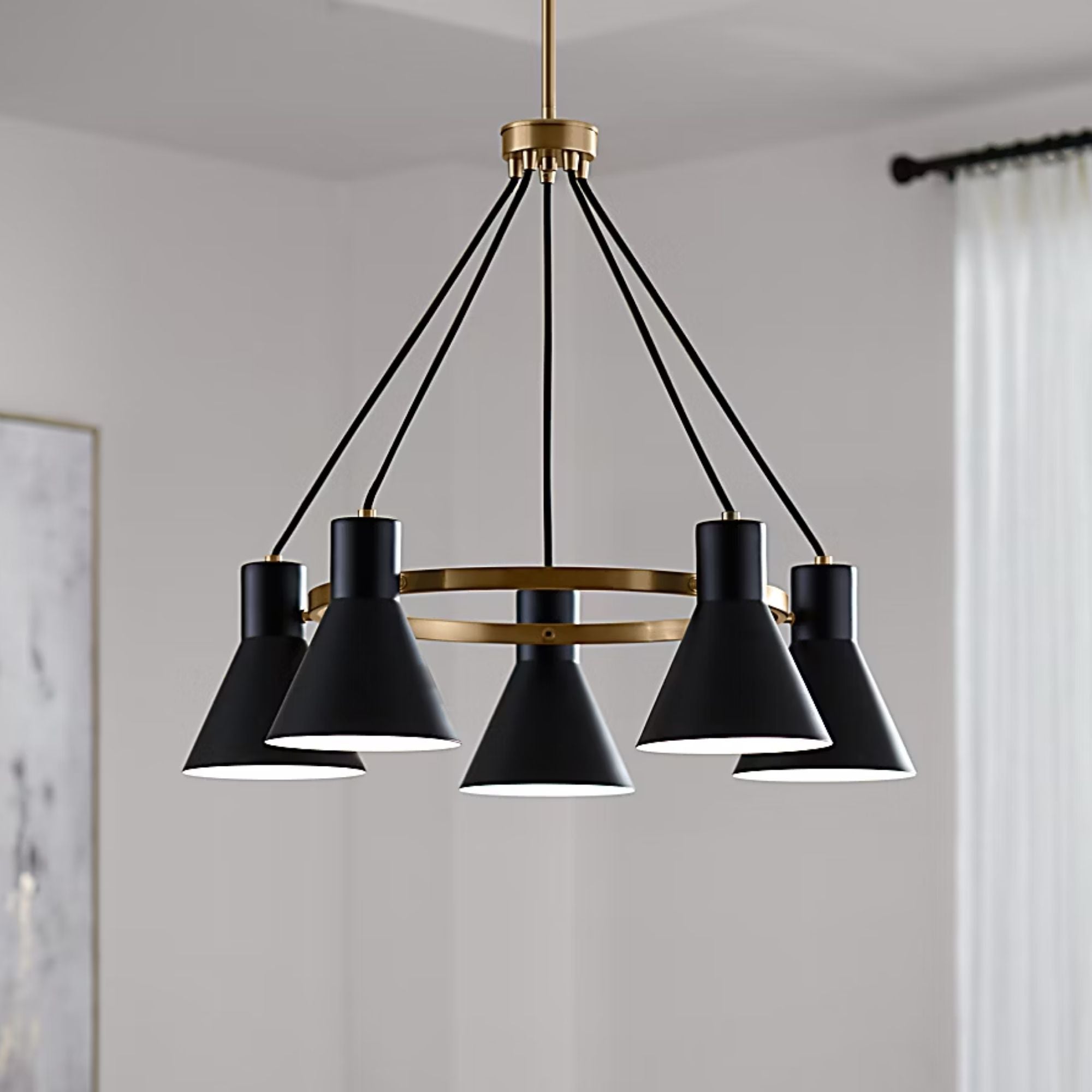 Towner 29" 5-Light LED Chandelier, Satin Brass Finish