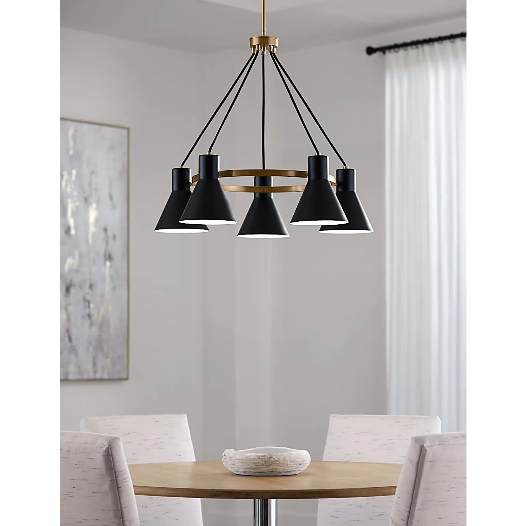 Towner 29" 5-Light LED Chandelier, Satin Brass Finish