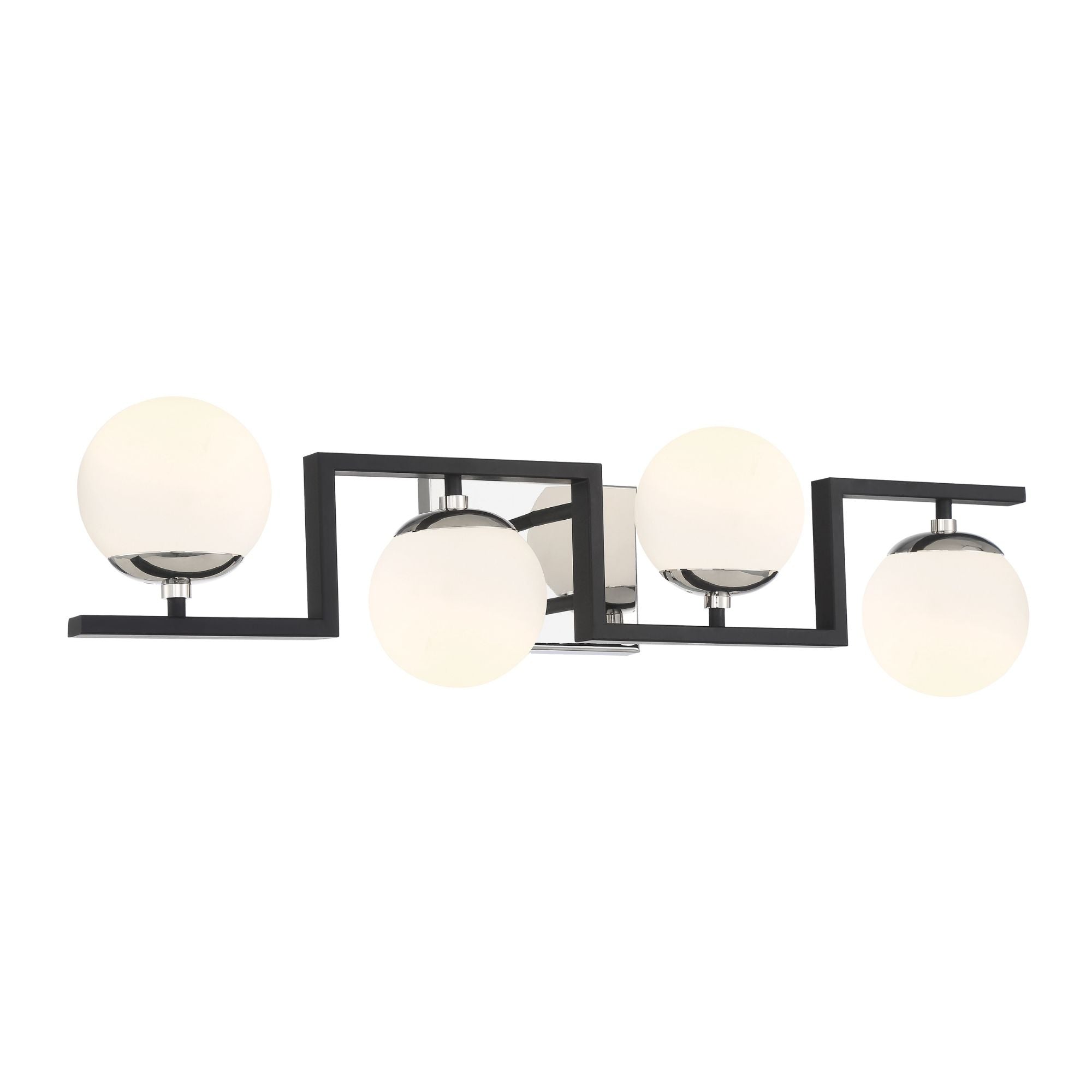 George Kovacs Alluria Ii 31 in. 4-Light Bathroom Vanity Light, Coal with Polished Nickel with Etched Opal Glass