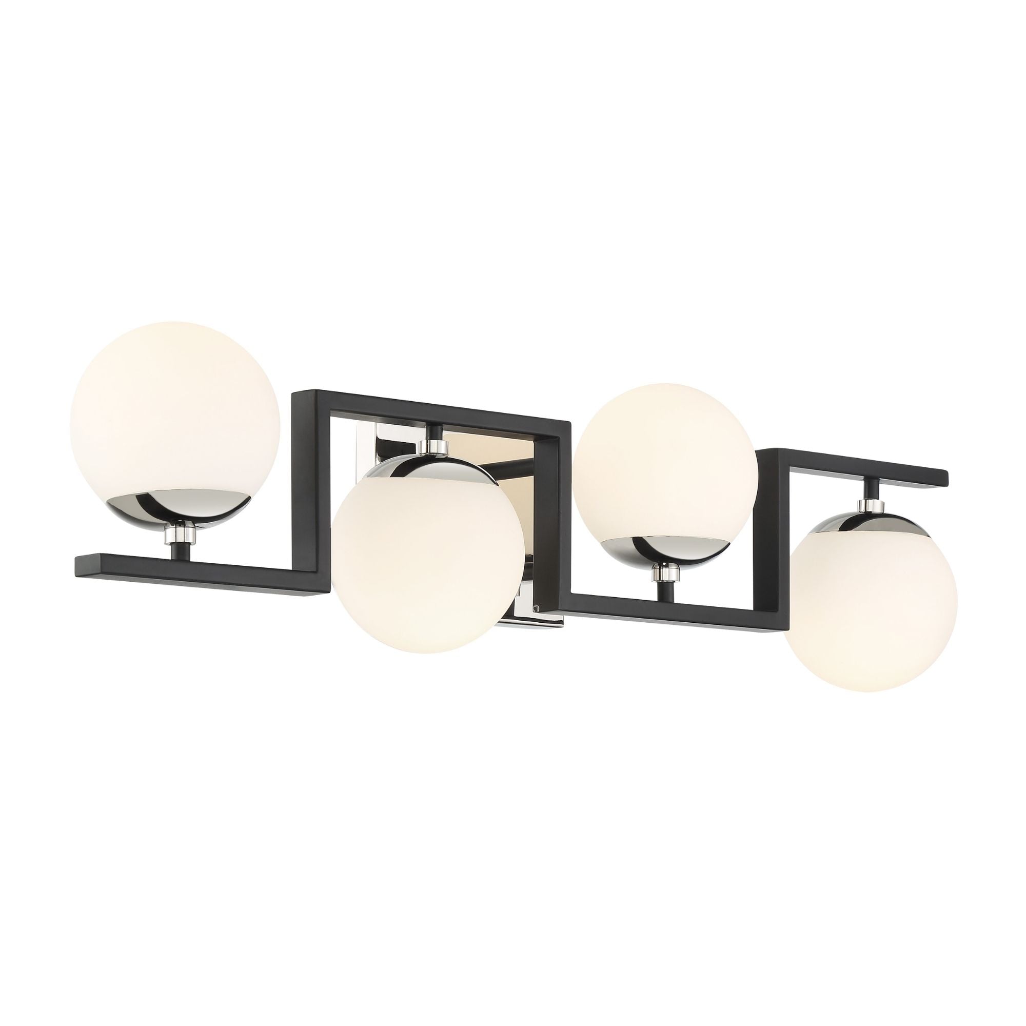 George Kovacs Alluria Ii 31 in. 4-Light Bathroom Vanity Light, Coal with Polished Nickel with Etched Opal Glass