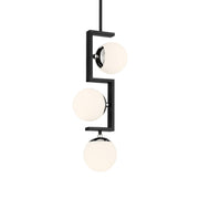 George Kovacs Alluria Ii 21.63 in. 3-Light Pendant, Coal with Polished Nickel, with Etched Opal Glass