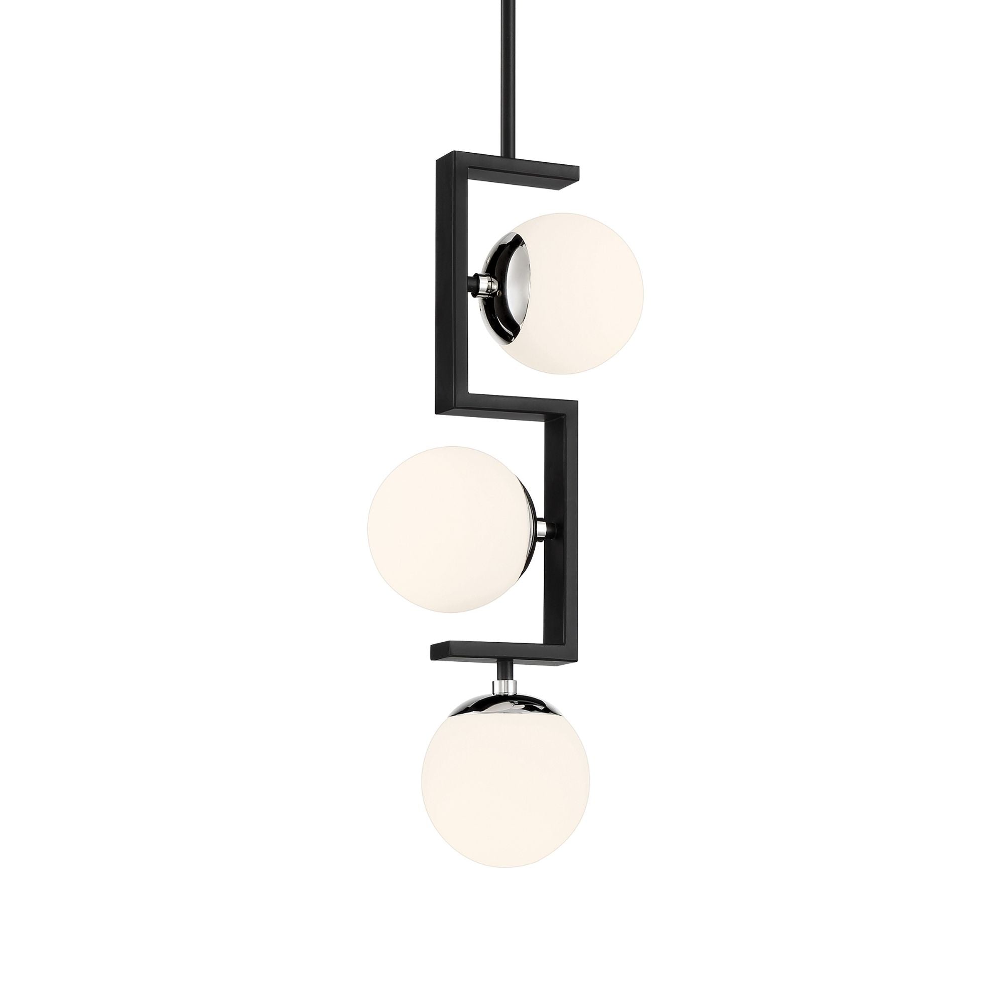 George Kovacs Alluria Ii 21.63 in. 3-Light Pendant, Coal with Polished Nickel, with Etched Opal Glass
