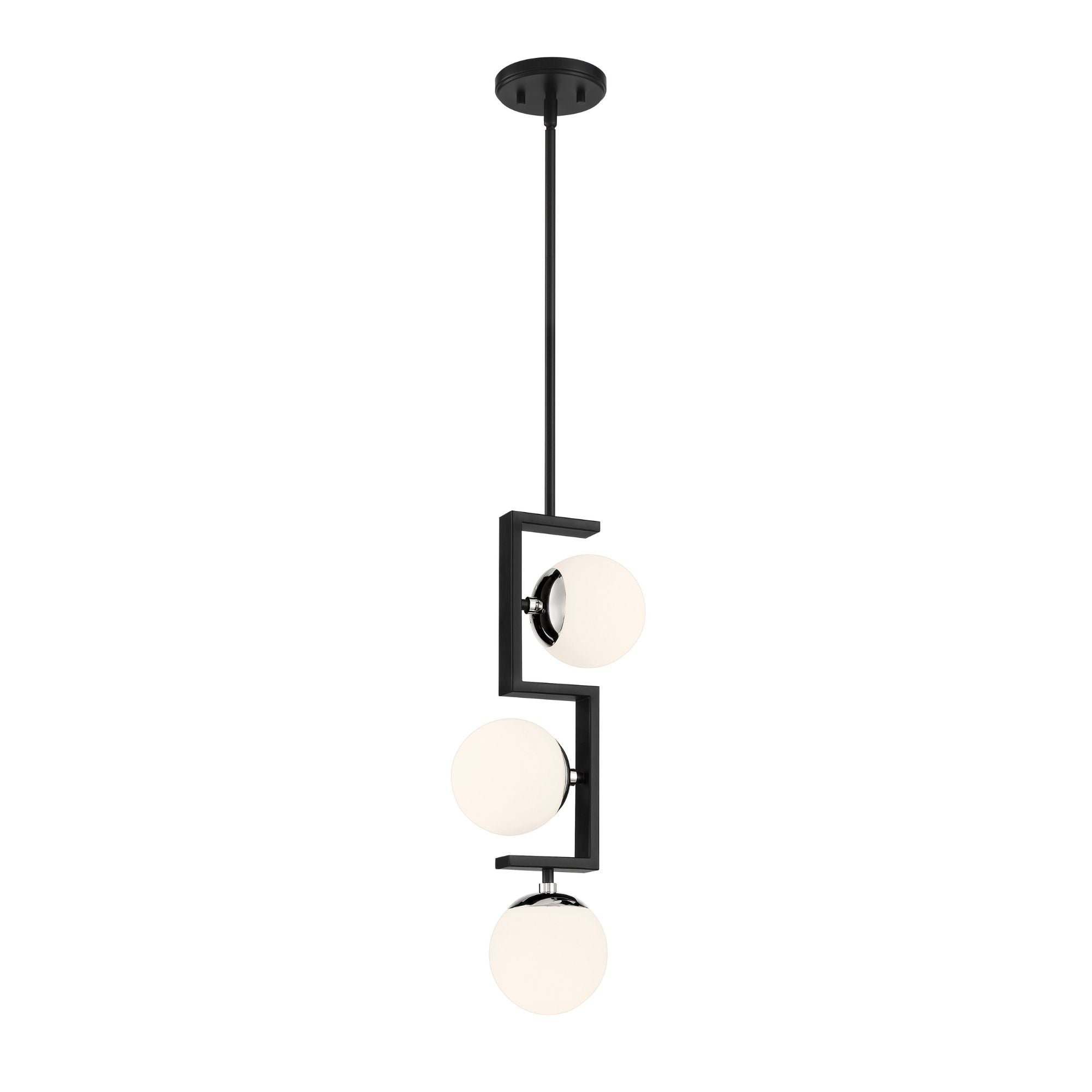 George Kovacs Alluria Ii 21.63 in. 3-Light Pendant, Coal with Polished Nickel, with Etched Opal Glass