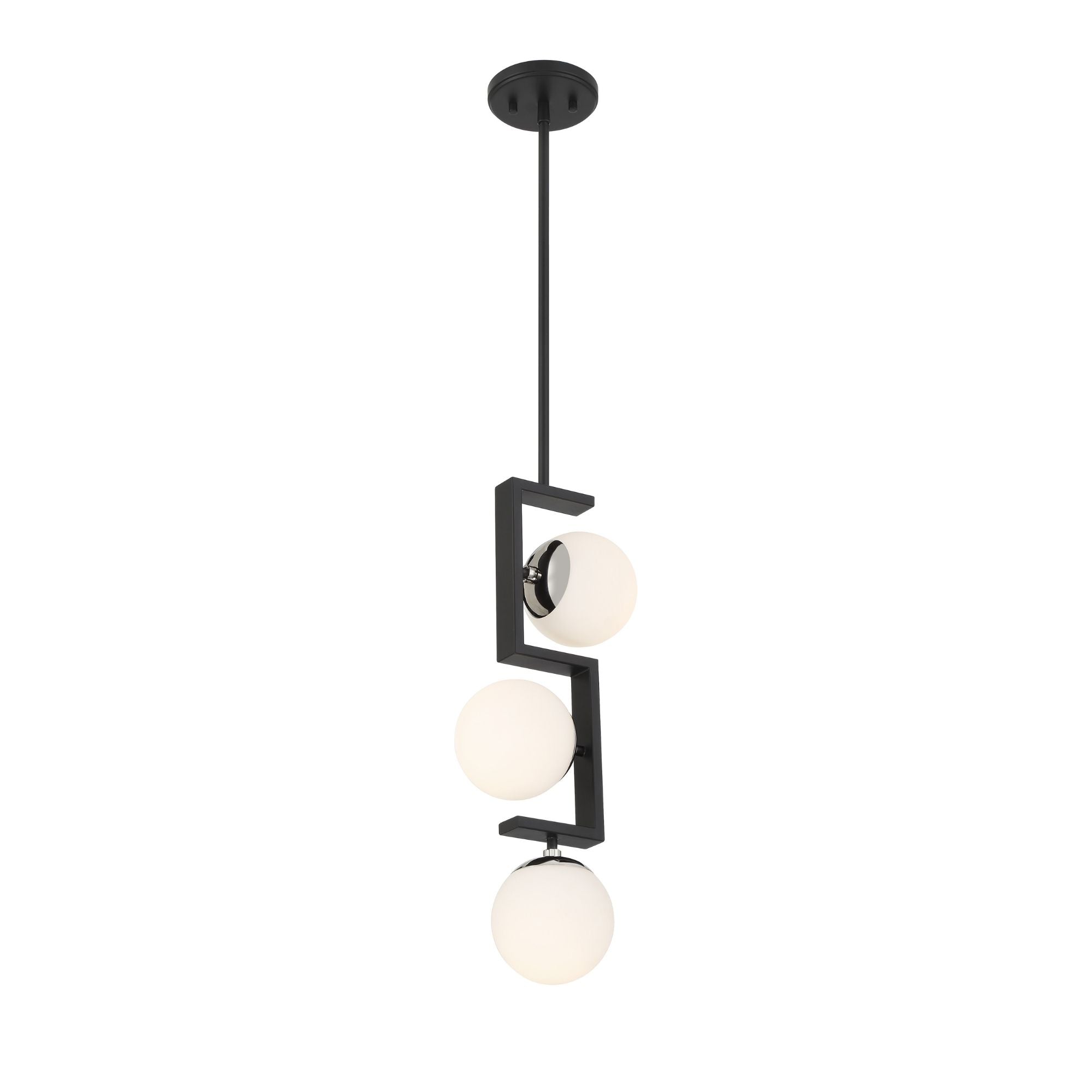 George Kovacs Alluria Ii 21.63 in. 3-Light Pendant, Coal with Polished Nickel, with Etched Opal Glass