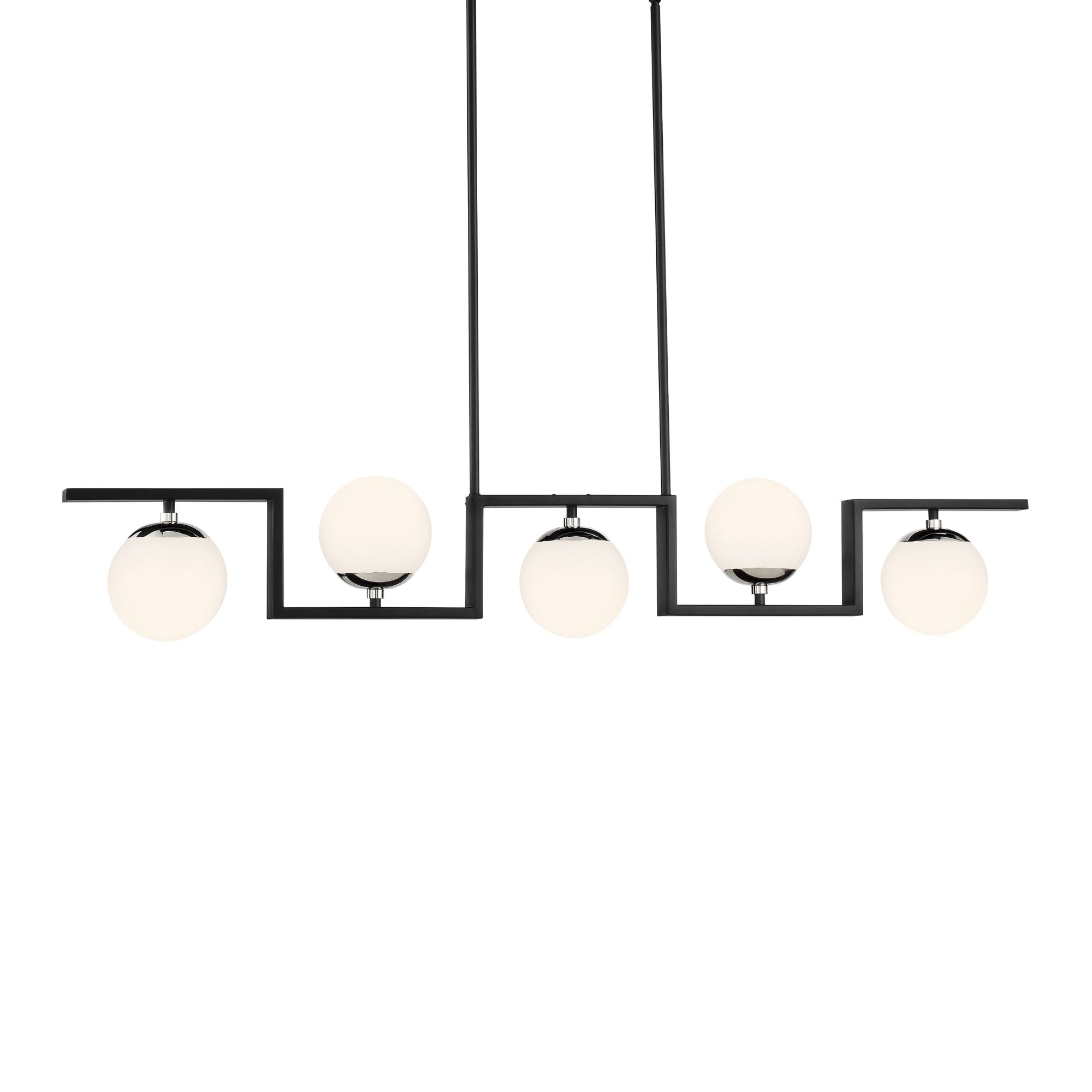 George Kovacs Alluria Ii 46.5" 5-Light Pendant, Coal Finish with Etched Opal Glass