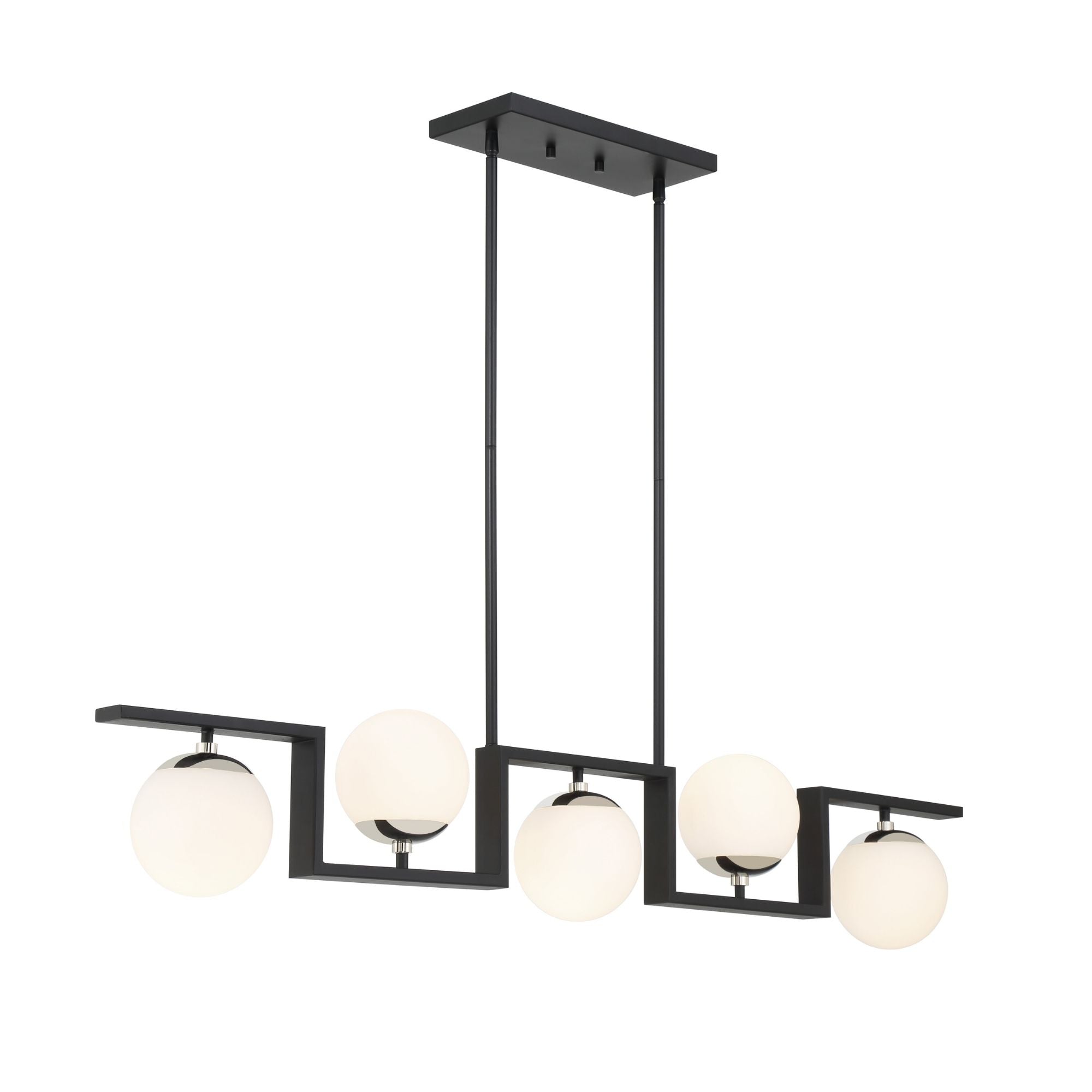 George Kovacs Alluria Ii 46.5" 5-Light Pendant, Coal Finish with Etched Opal Glass