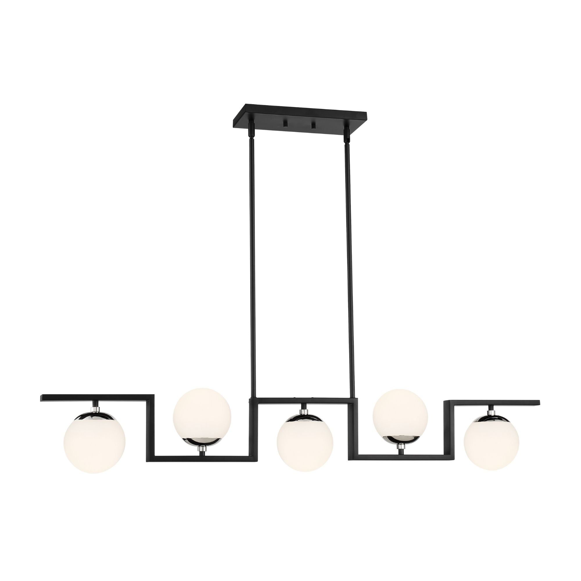 George Kovacs Alluria Ii 46.5" 5-Light Pendant, Coal Finish with Etched Opal Glass