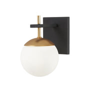 George Kovacs Alluria 9.75 in. Bathroom Vanity Light, Weathered Black with Autumn Gold Accents with Etched Opal Glass