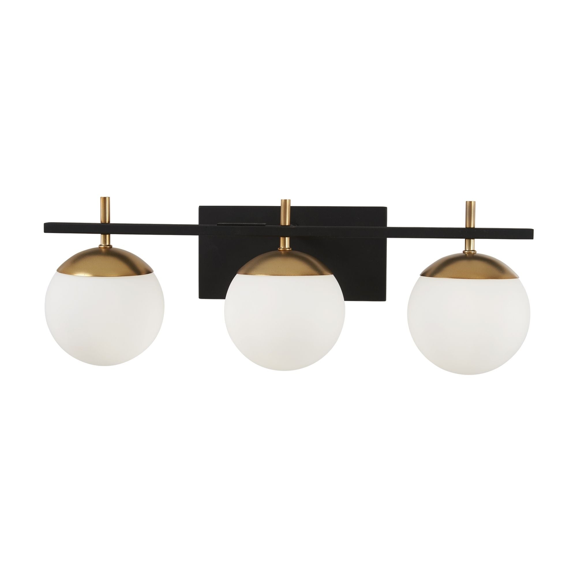 George Kovacs Alluria 24 in. 3-Light Bathroom Vanity Light, Weathered Black with Autumn Gold Accents with Etched Opal Glass