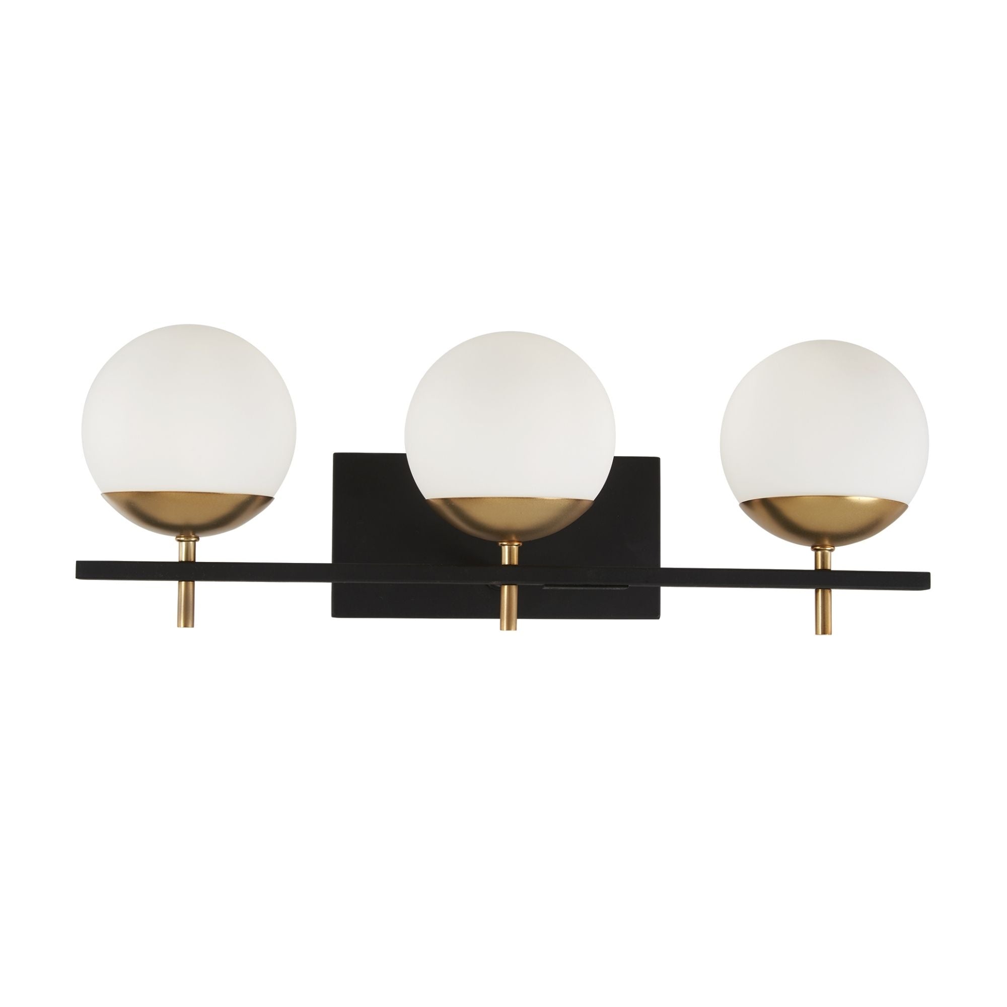 George Kovacs Alluria 24 in. 3-Light Bathroom Vanity Light, Weathered Black with Autumn Gold Accents with Etched Opal Glass