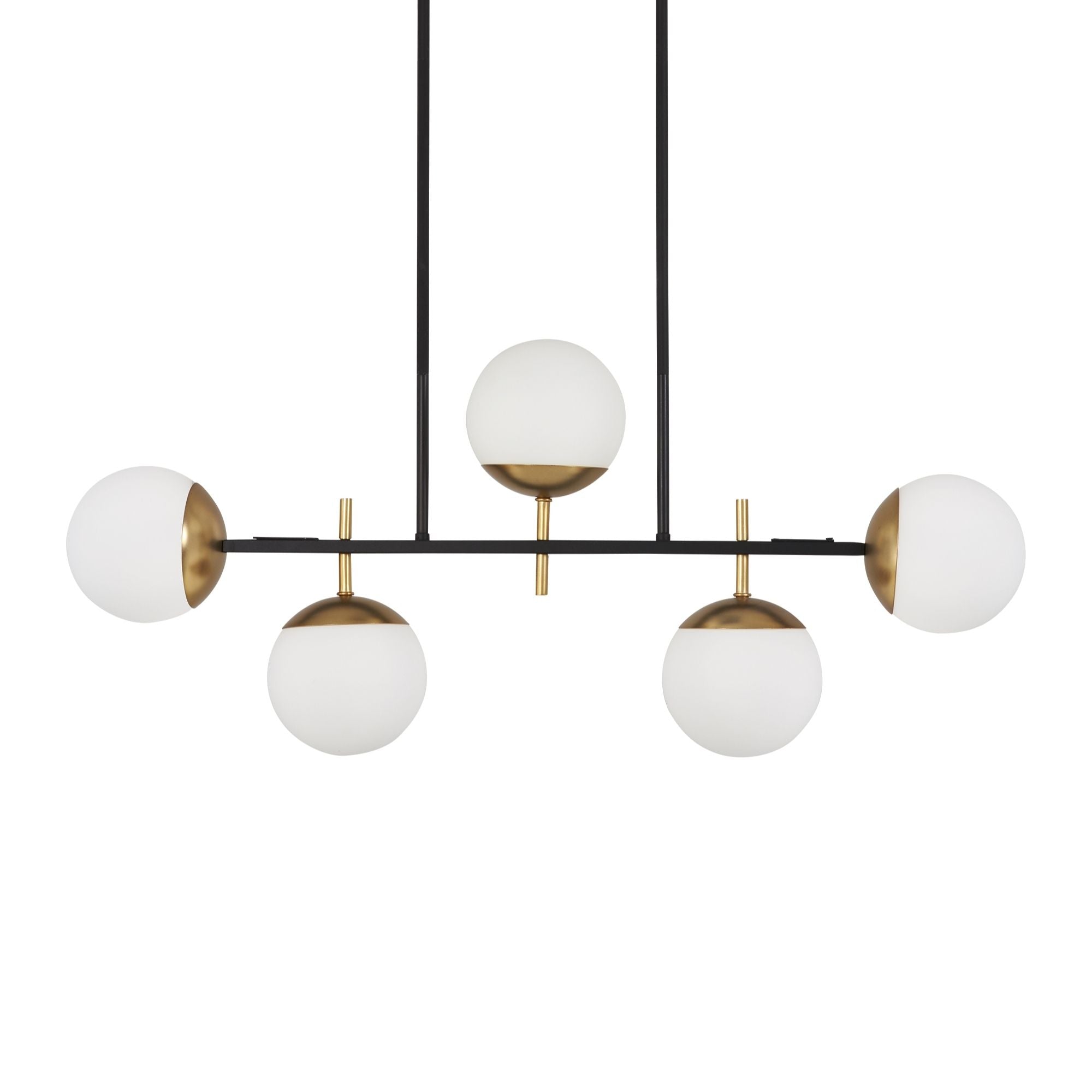 George Kovacs Alluria 36 in. 5-Light Pendant, Weathered Black with Autumn Gold with Etched Opal Glass