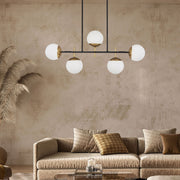 George Kovacs Alluria 36 in. 5-Light Pendant, Weathered Black with Autumn Gold with Etched Opal Glass