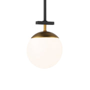 George Kovacs Alluria 7.75 in. Mini Pendant, Weathered Black with Autumn Gold with Etched Opal Glass