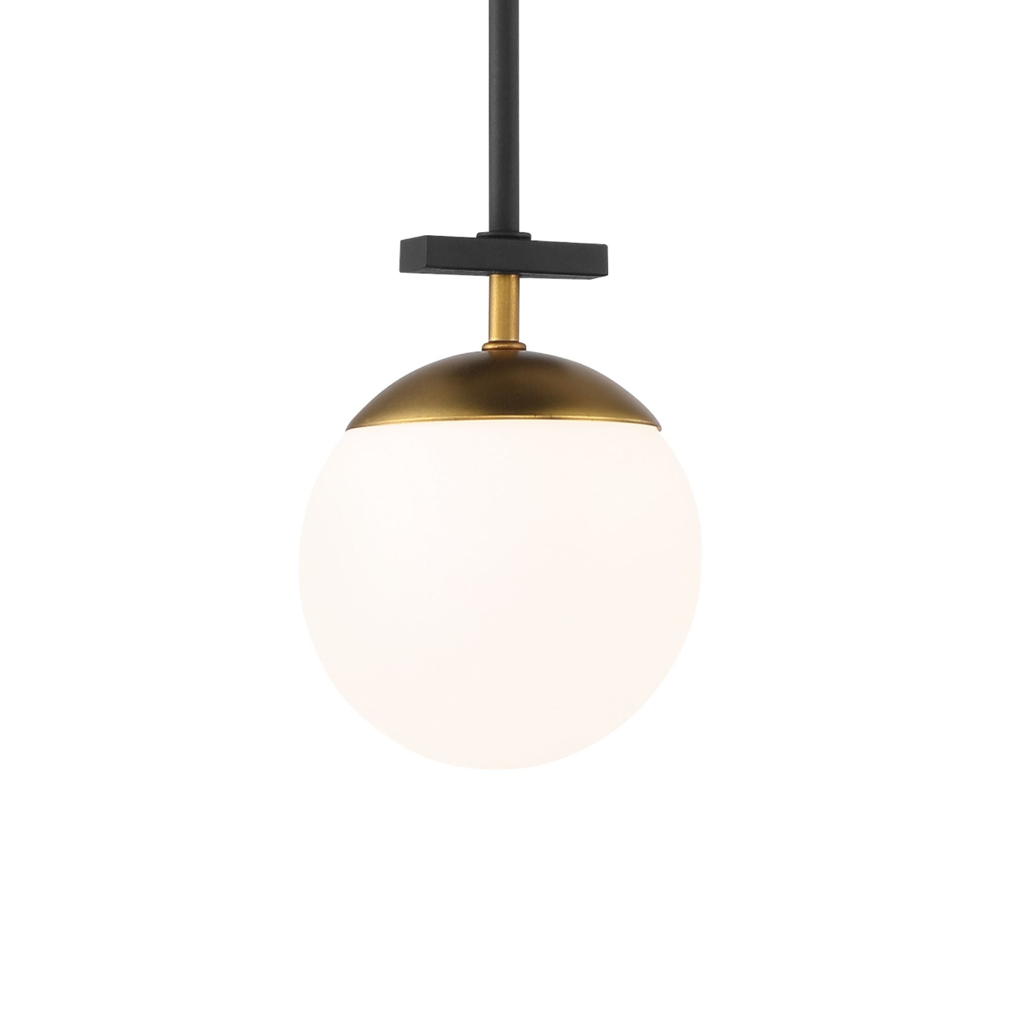 George Kovacs Alluria 7.75 in. Mini Pendant, Weathered Black with Autumn Gold with Etched Opal Glass