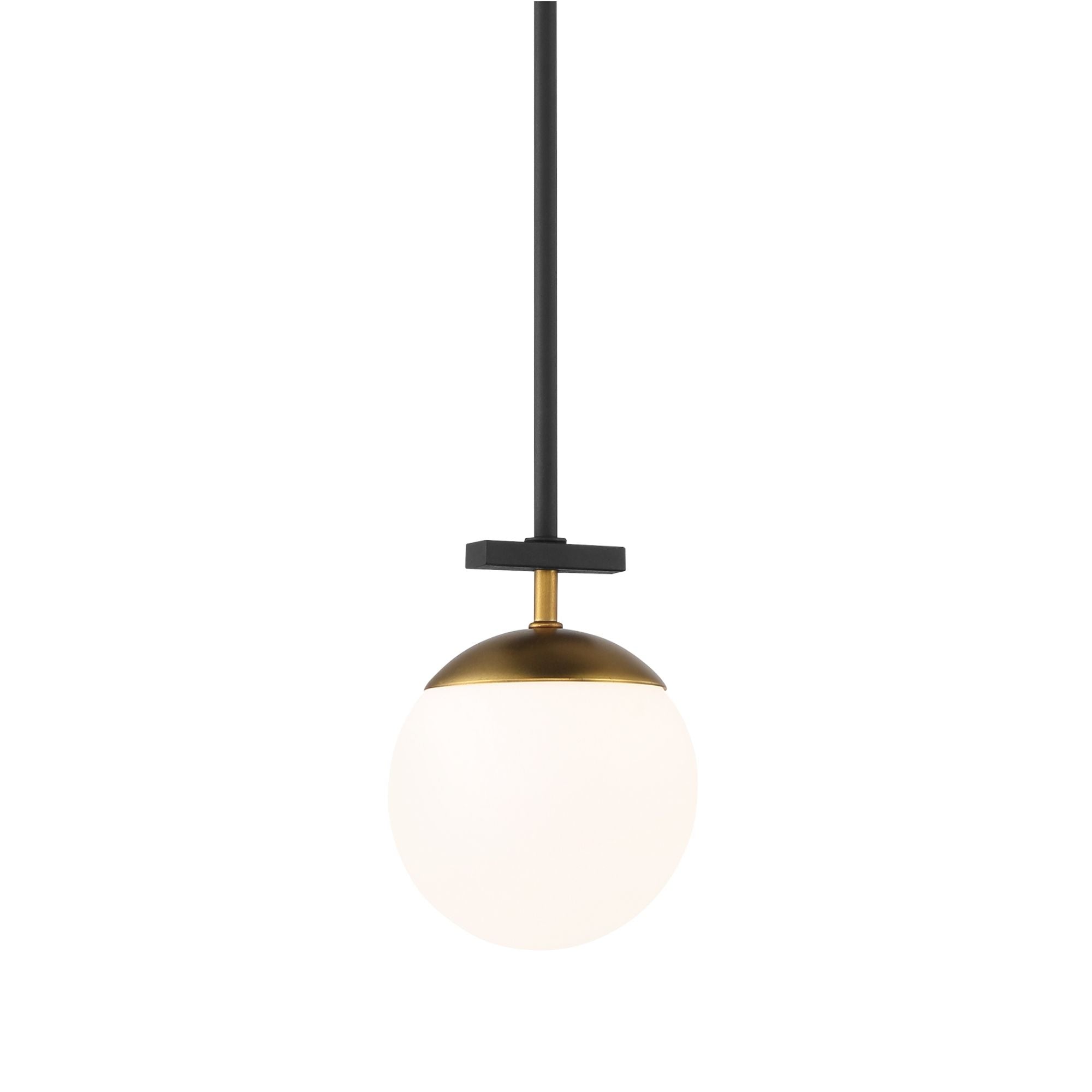 George Kovacs Alluria 7.75 in. Mini Pendant, Weathered Black with Autumn Gold with Etched Opal Glass