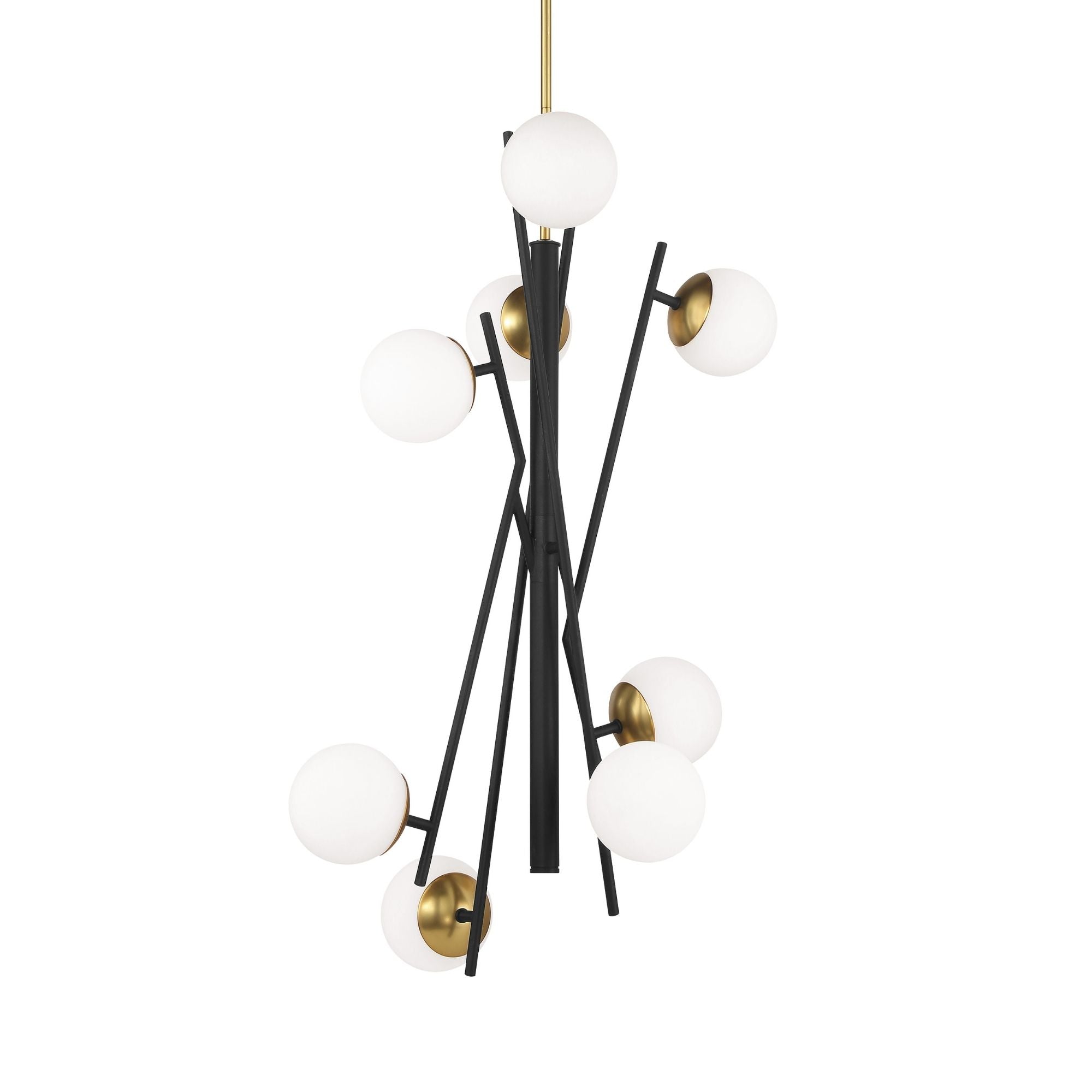 George Kovacs Alluria 36.25 in. 8-Light Pendant, Weathered Black with Autumn Gold with Etched Opal Glass
