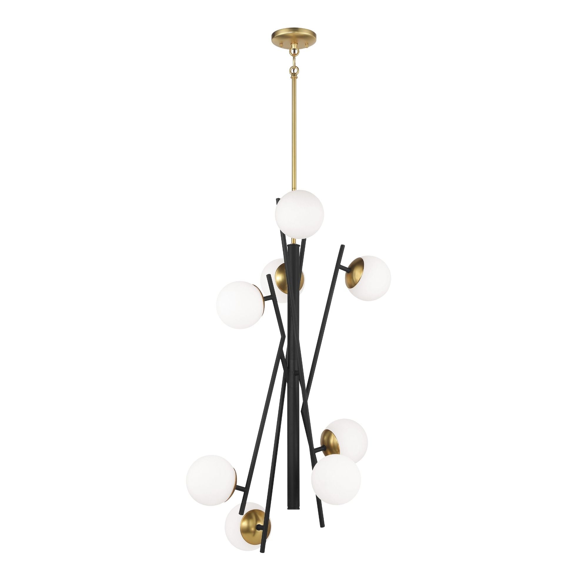 George Kovacs Alluria 36.25 in. 8-Light Pendant, Weathered Black with Autumn Gold with Etched Opal Glass
