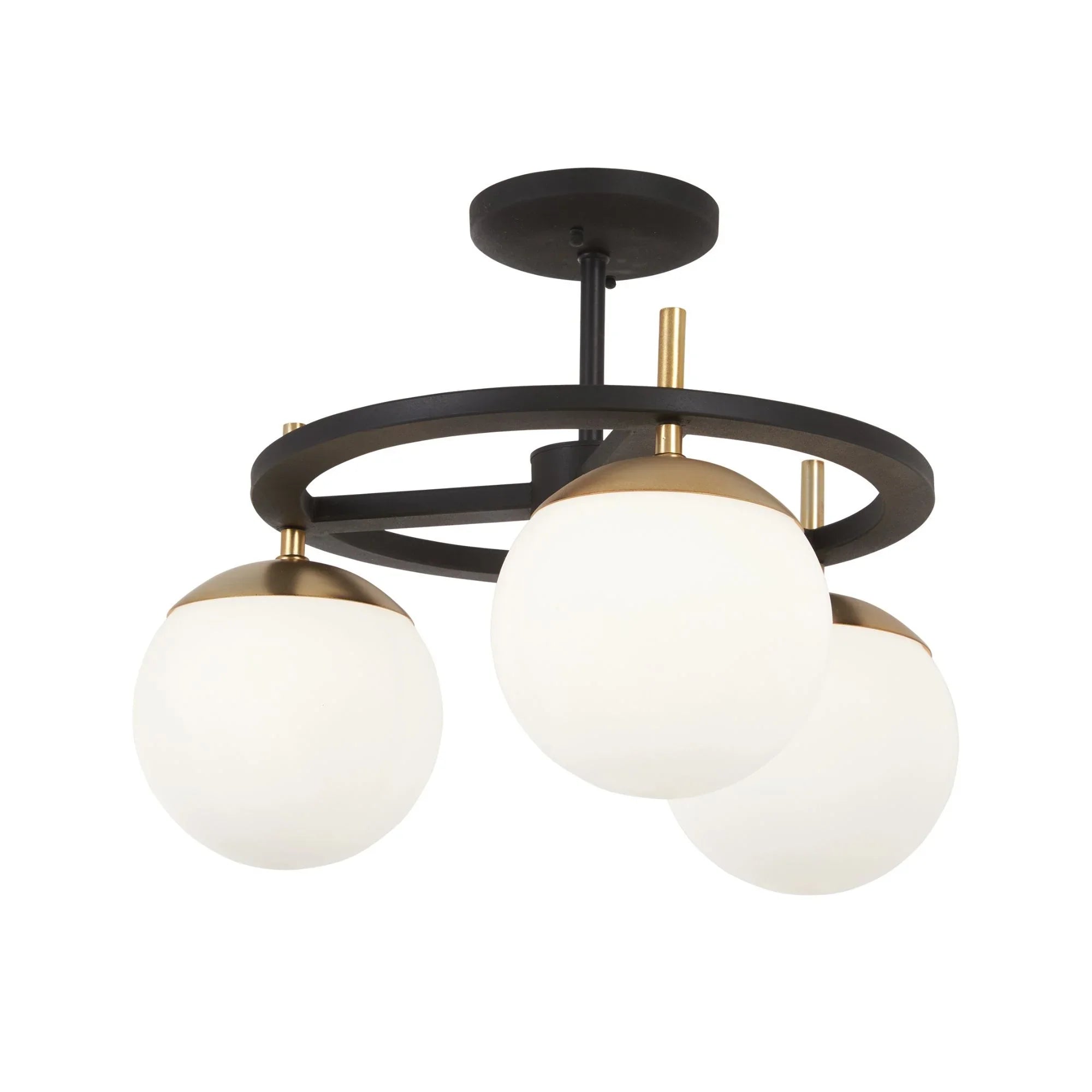 Alluria 18" 3-Light Semi-Flush Mount, Weathered Black & Autumn Gold Finish