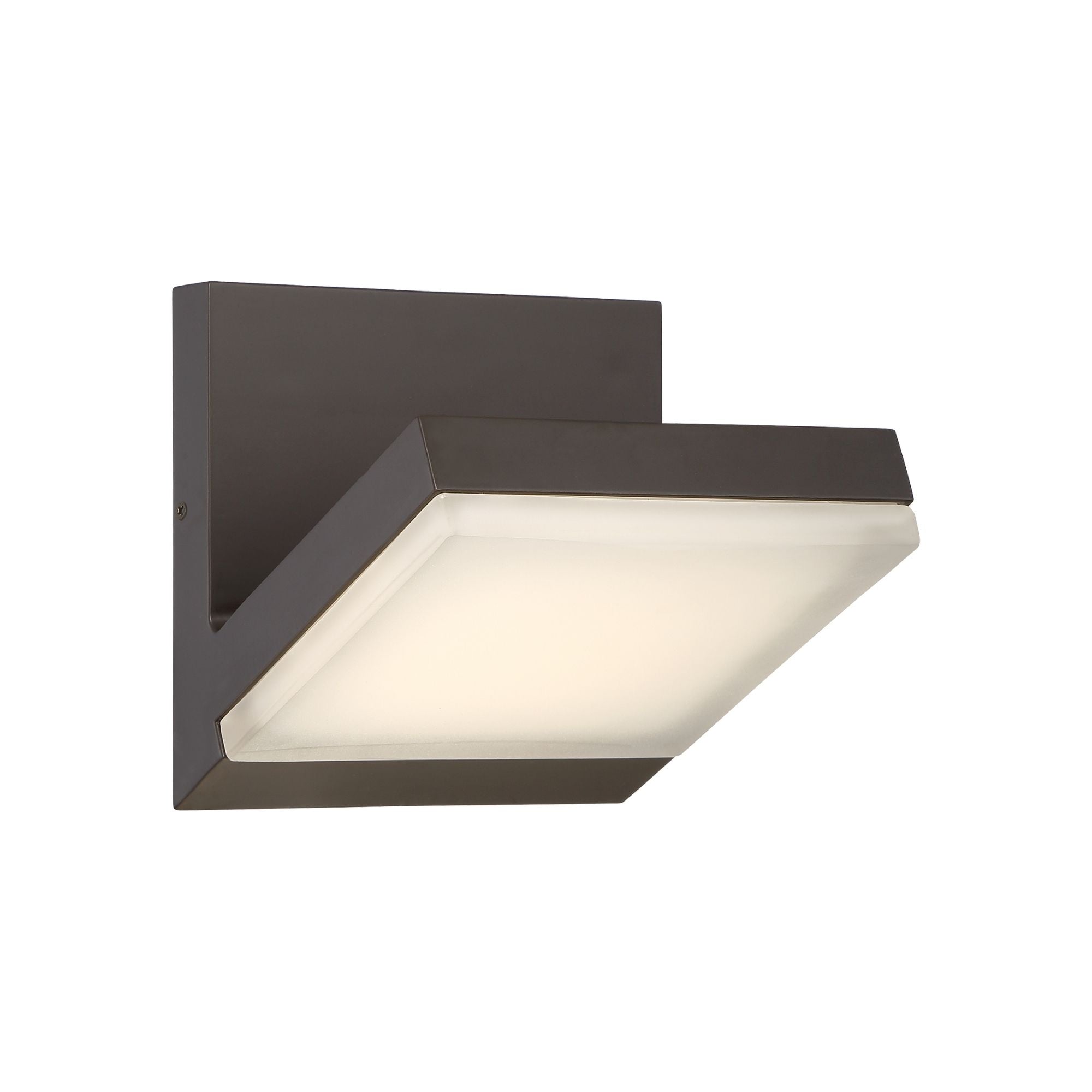George Kovacs Angle 6 in. Outdoor Sconce, Oil Rubbed Bronze with Etched White Glass