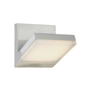 George Kovacs Angle 6 in. Outdoor Sconce, Silver Dust with Etched White Glass