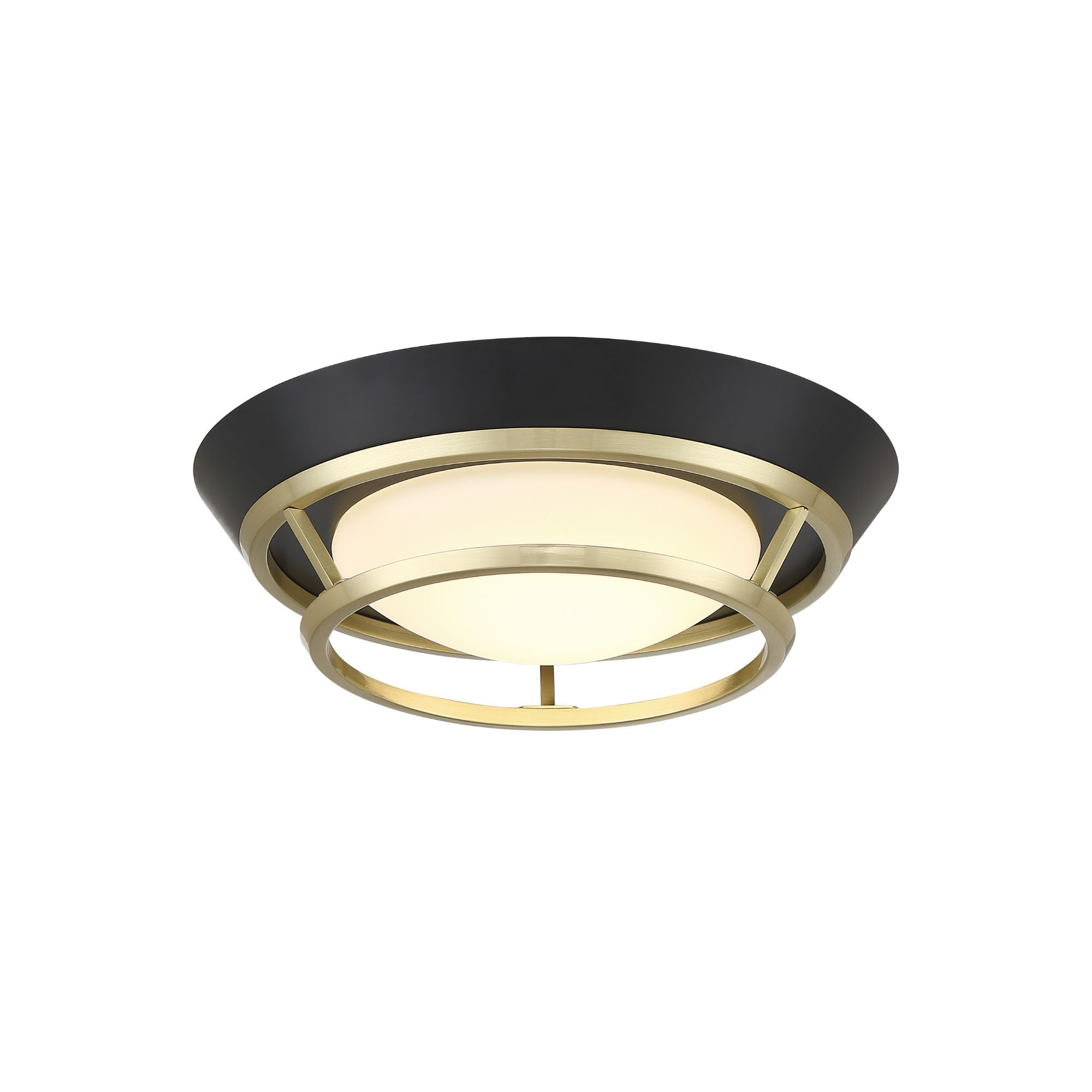 Beam Me Up 11" LED Flush Mount, Coal & Satin Brass Finish