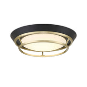 Beam Me Up 14" LED Flush Mount, Coal & Satin Brass Finish