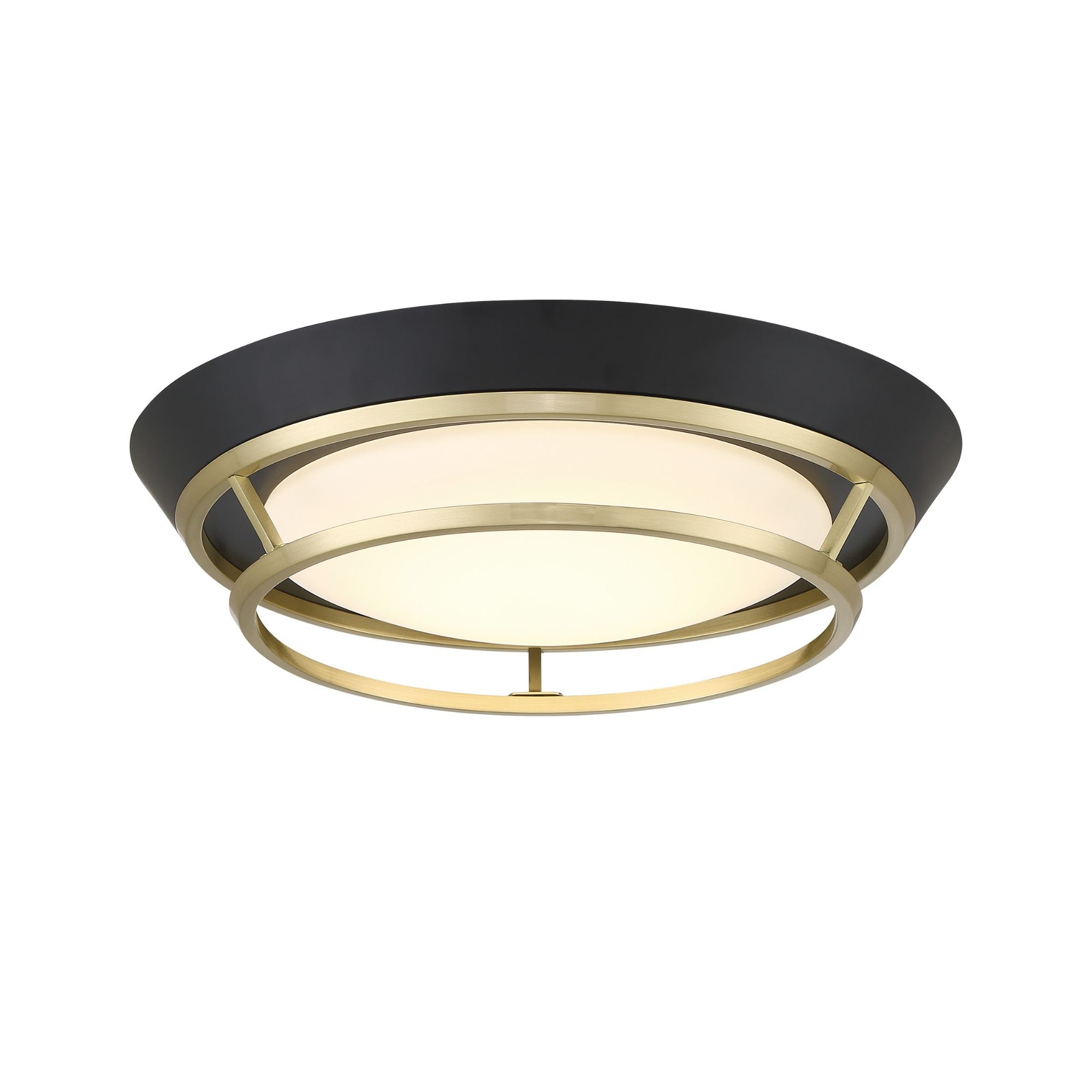 Beam Me Up 14" LED Flush Mount, Coal & Satin Brass Finish