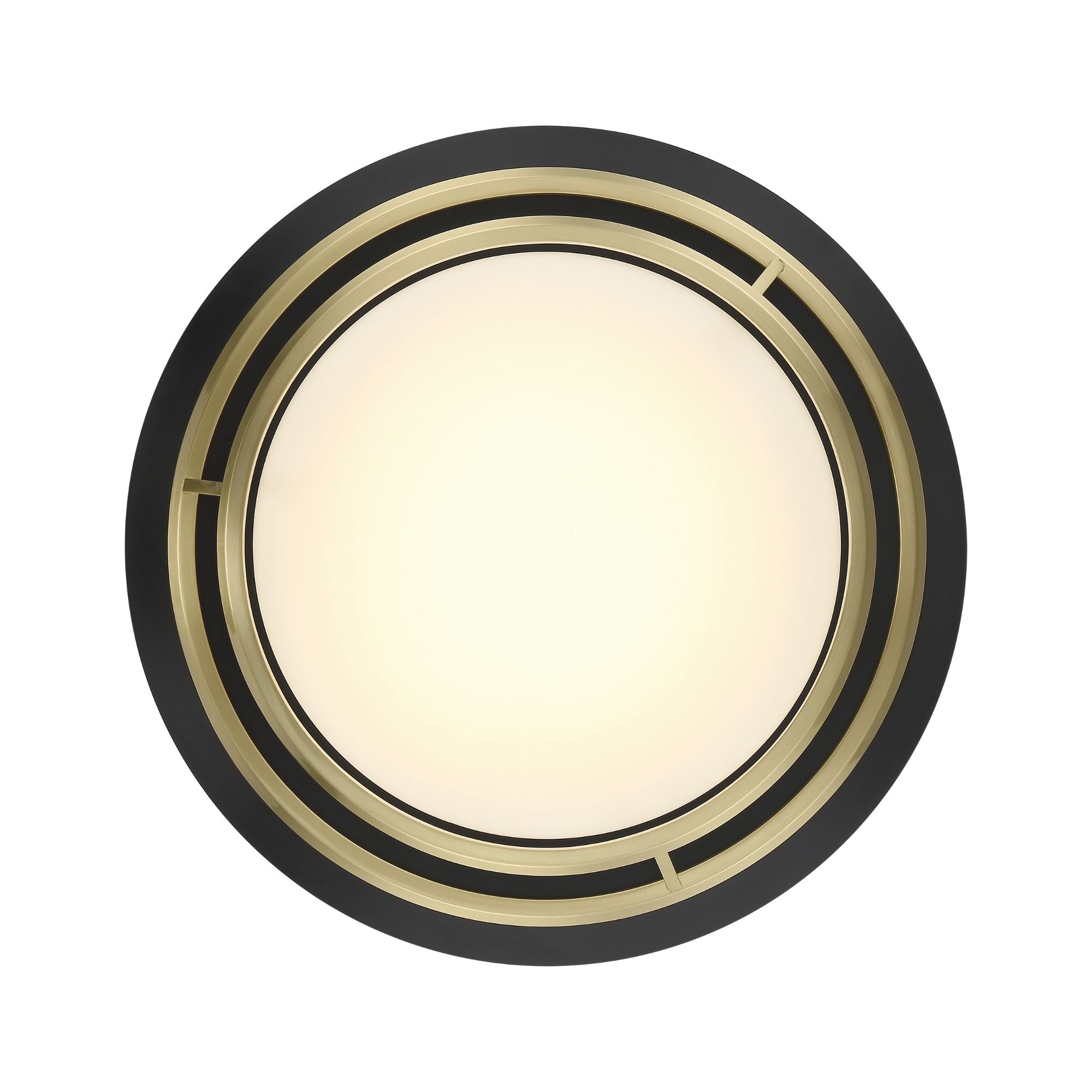 Beam Me Up 14" LED Flush Mount, Coal & Satin Brass Finish