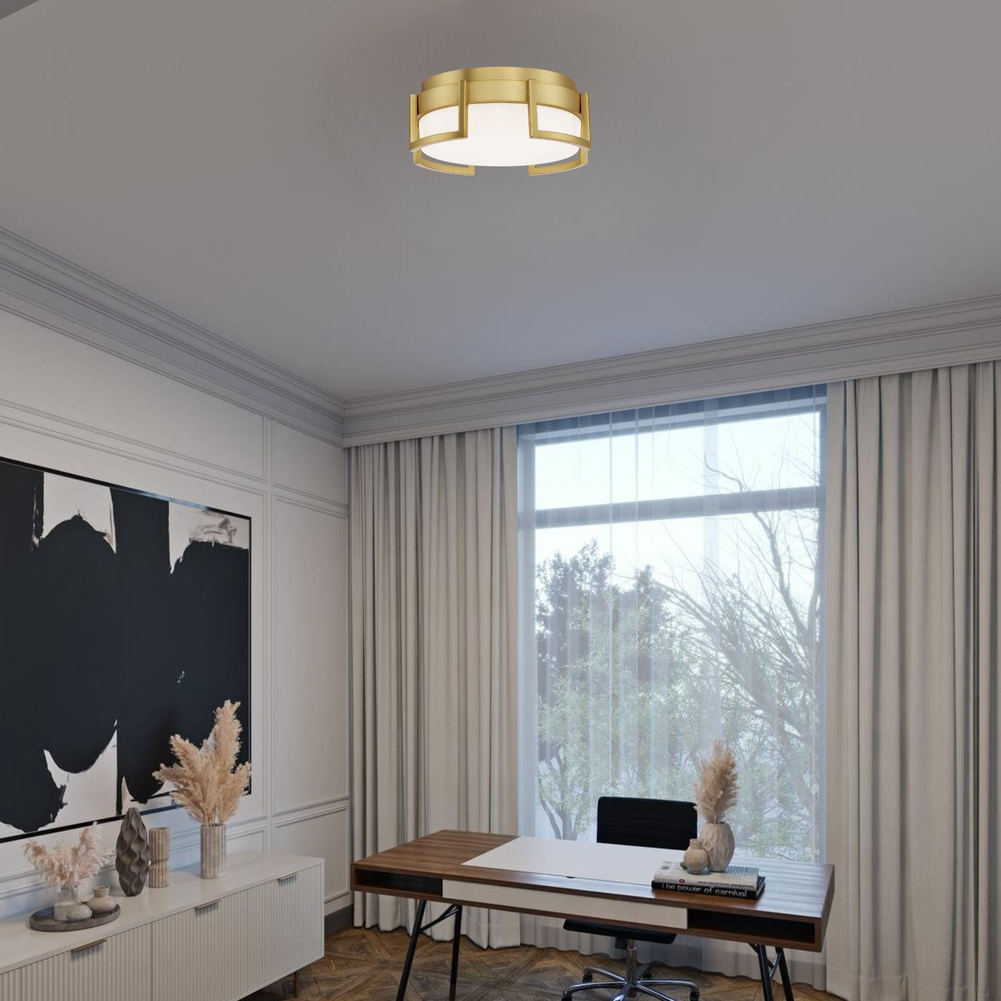 Bezel Set 10" LED Flush Mount, Honey Gold Finish