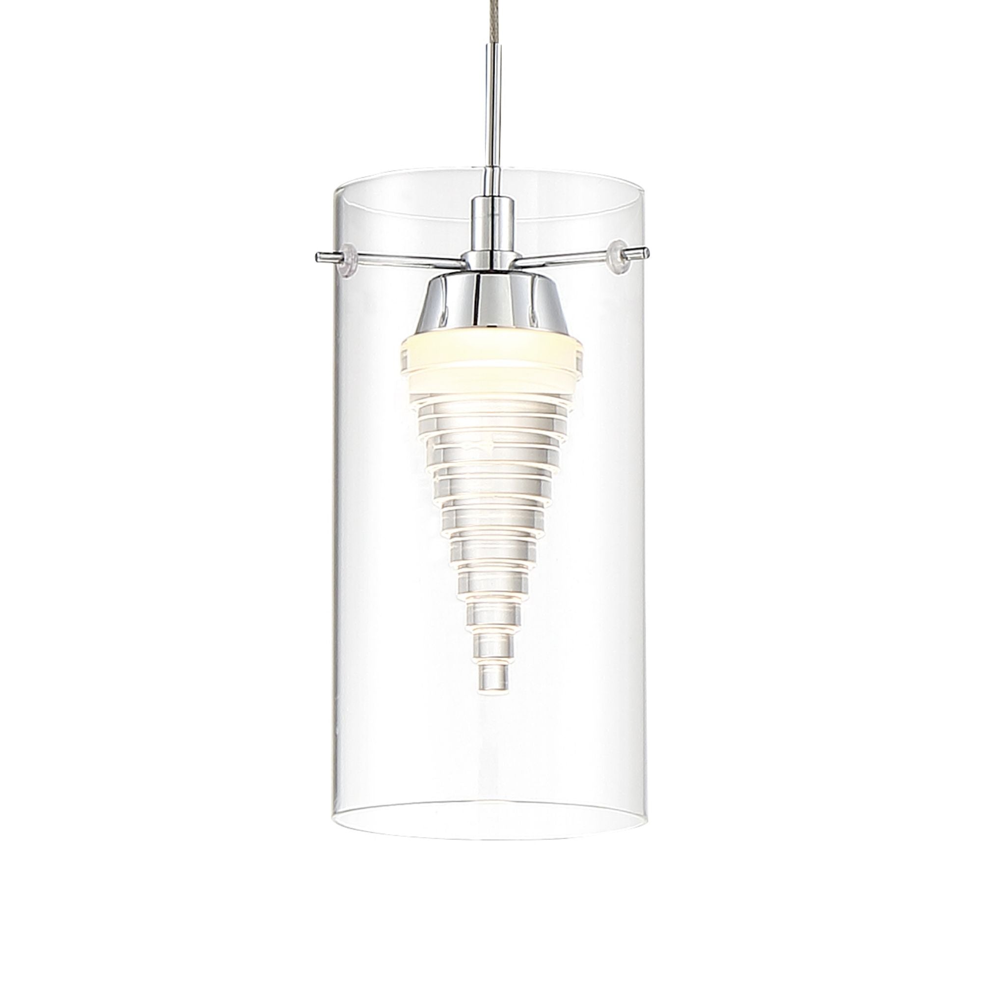 George Kovacs Bottleneck 16 in. Pendant Light, Chrome with Clear Glass