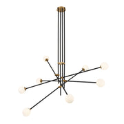 George Kovacs Cosmet 50 in. 8-Light Chandelier, Coal & Aged Brass with Etched Opal Glass
