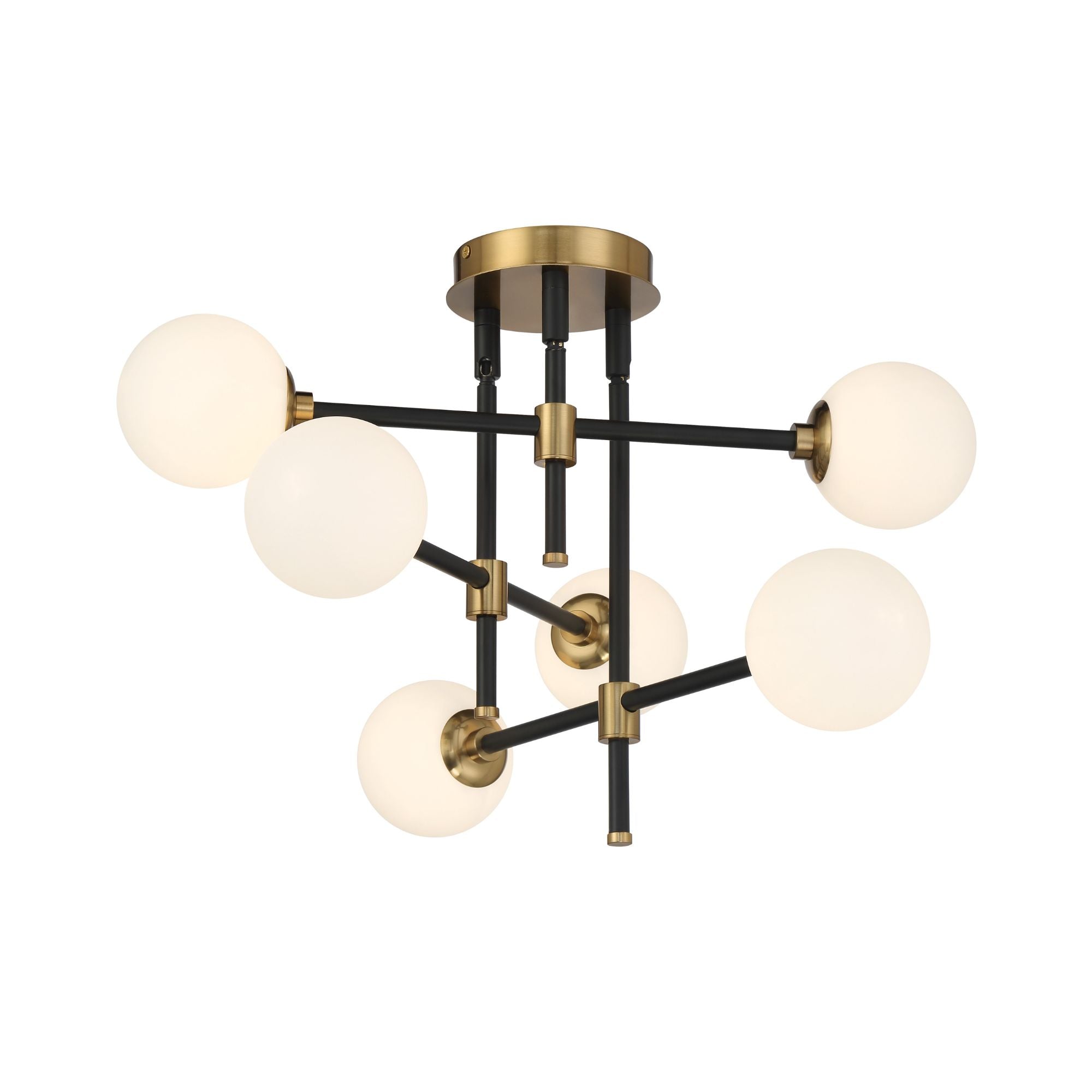 Cosmet 20" 6-Light Flush Mount, Coal & Aged Brass Finish
