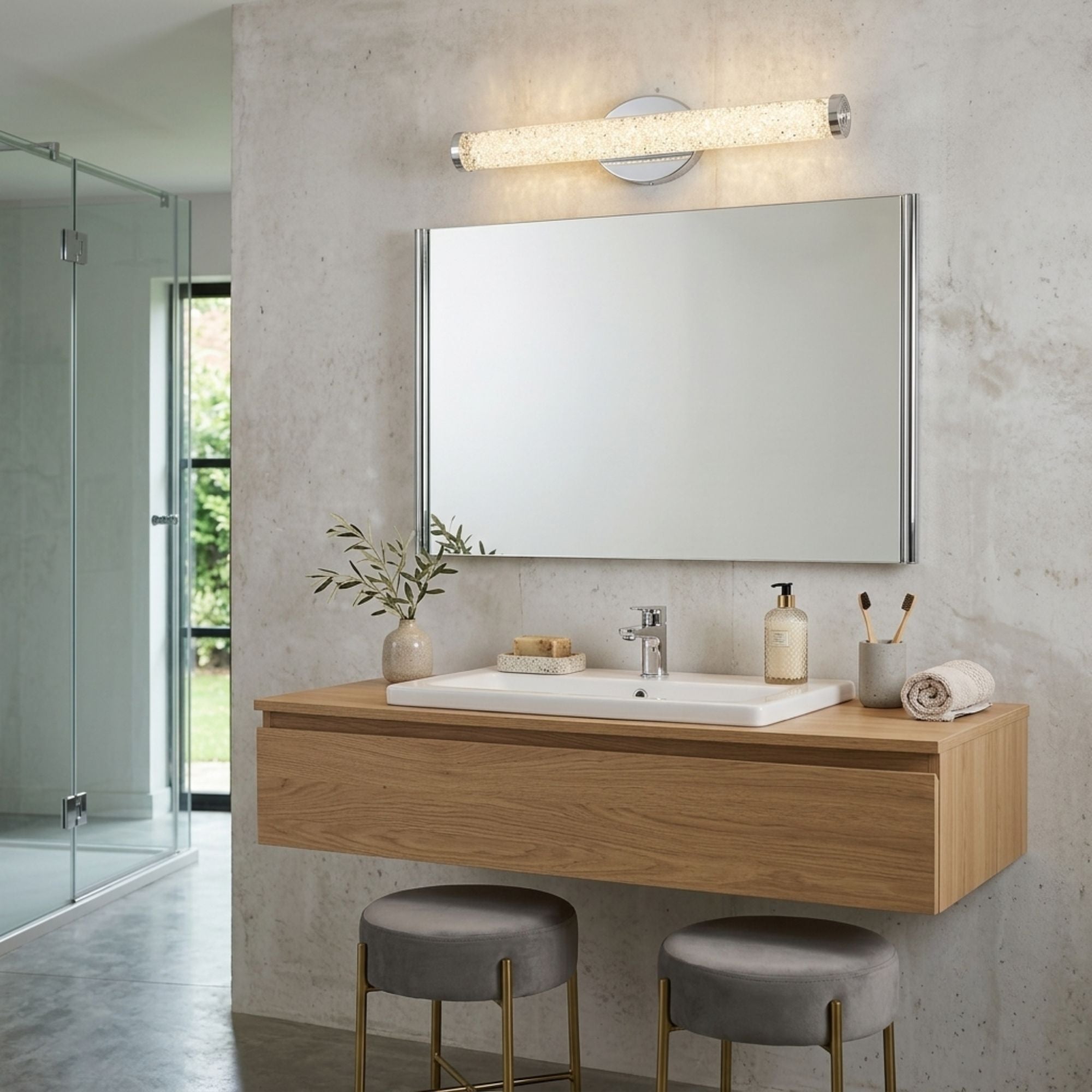 George Kovacs Diamonds 32 in. LED Vanity Light, Chrome with Clear Glass