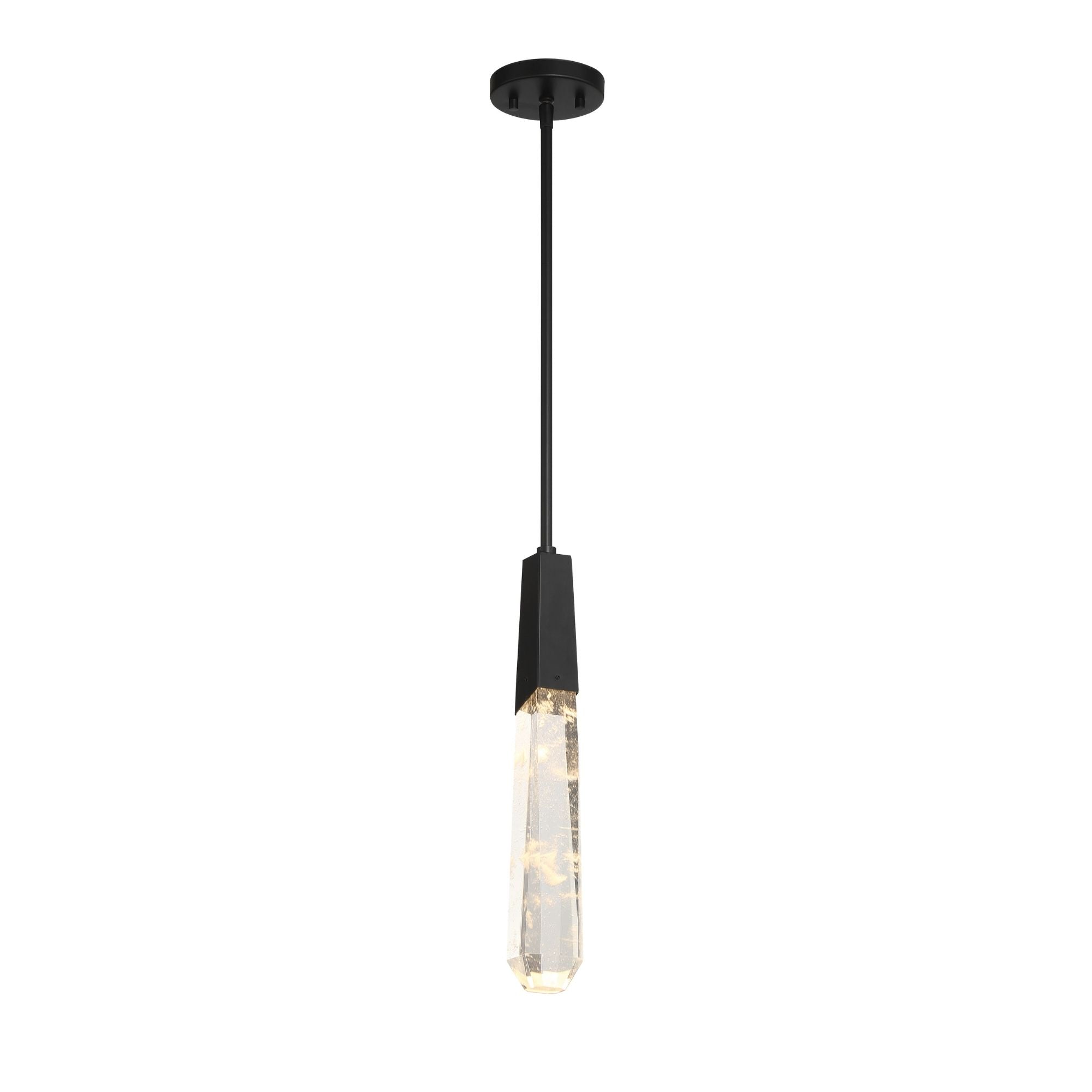 George Kovacs Drifting Droplets 18.5" LED Pendant, Coal Black with Clear Faux Rock Crystal
