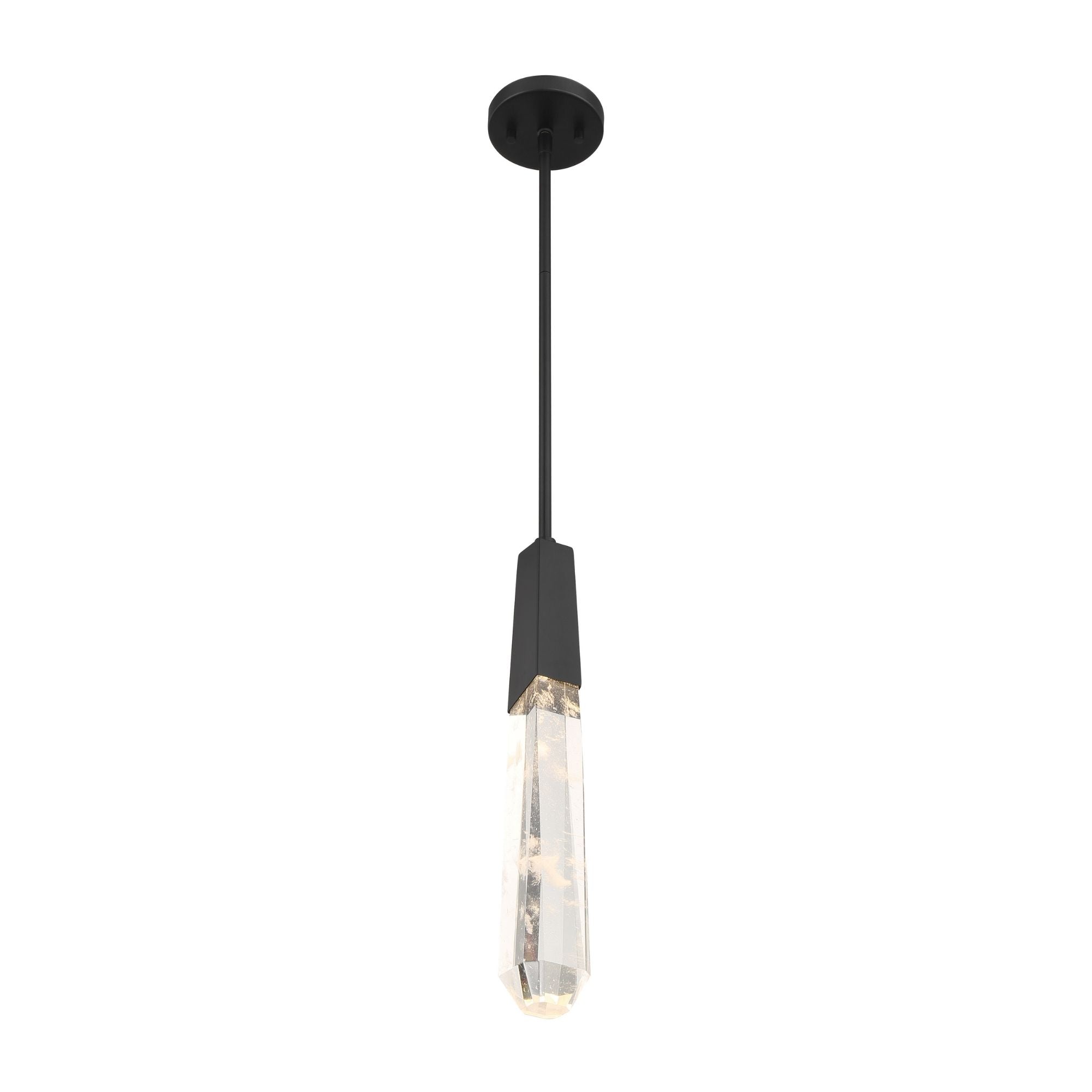 George Kovacs Drifting Droplets 18.5" LED Pendant, Coal Black with Clear Faux Rock Crystal