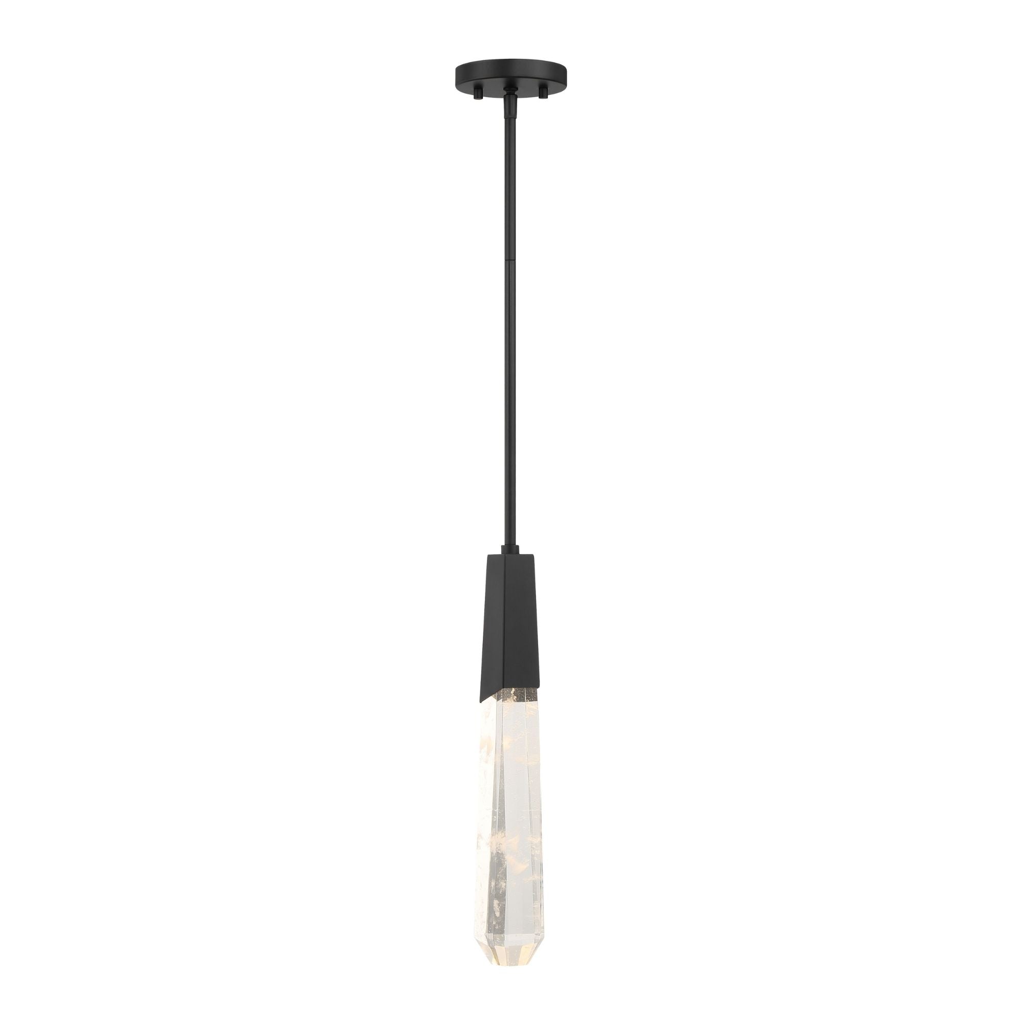 George Kovacs Drifting Droplets 18.5" LED Pendant, Coal Black with Clear Faux Rock Crystal