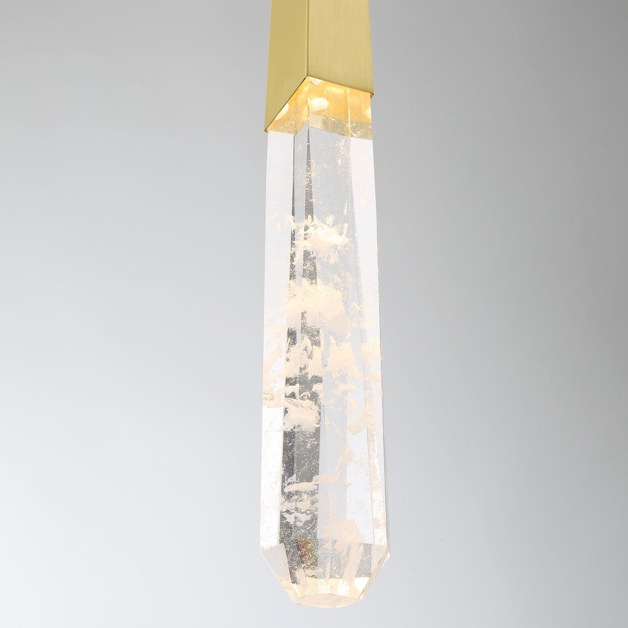George Kovacs Drifting Droplets 18.5 in. LED Pendant, Brushed Brass with Clear Faux Rock Crystal