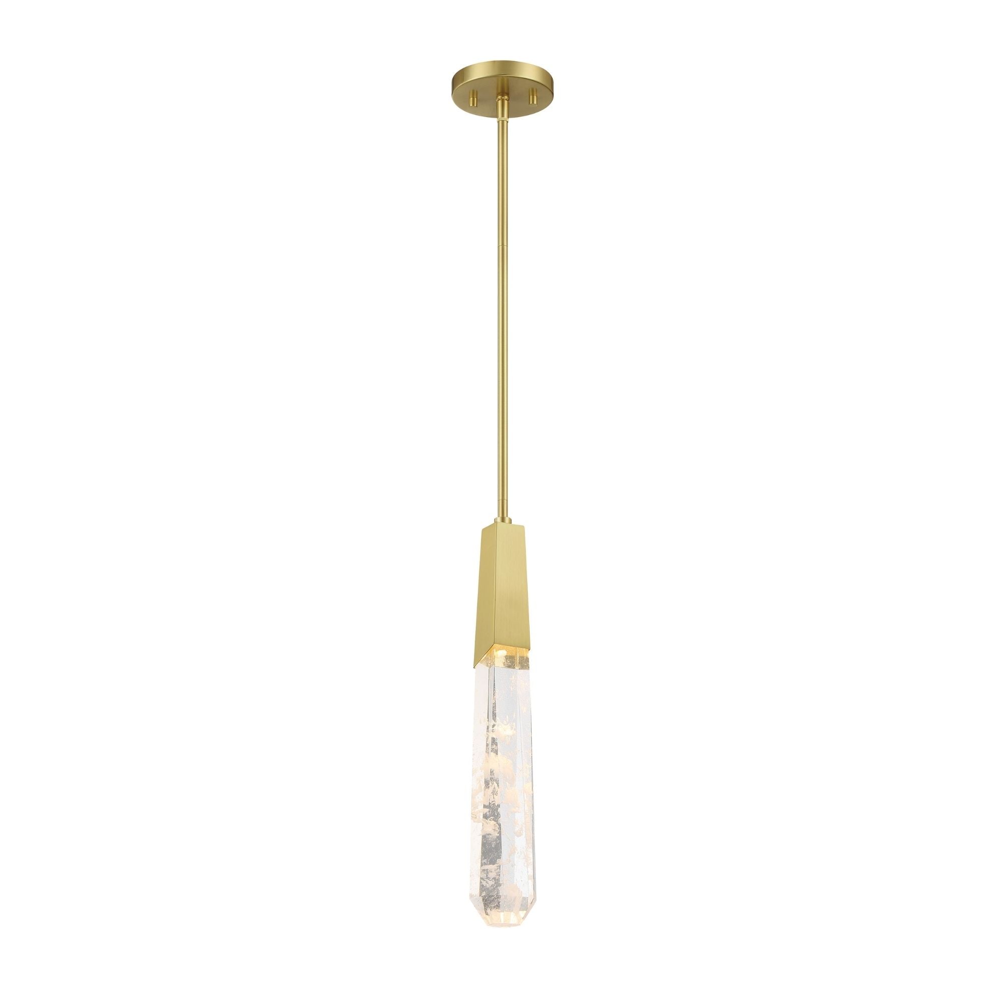 George Kovacs Drifting Droplets 18.5 in. LED Pendant, Brushed Brass with Clear Faux Rock Crystal