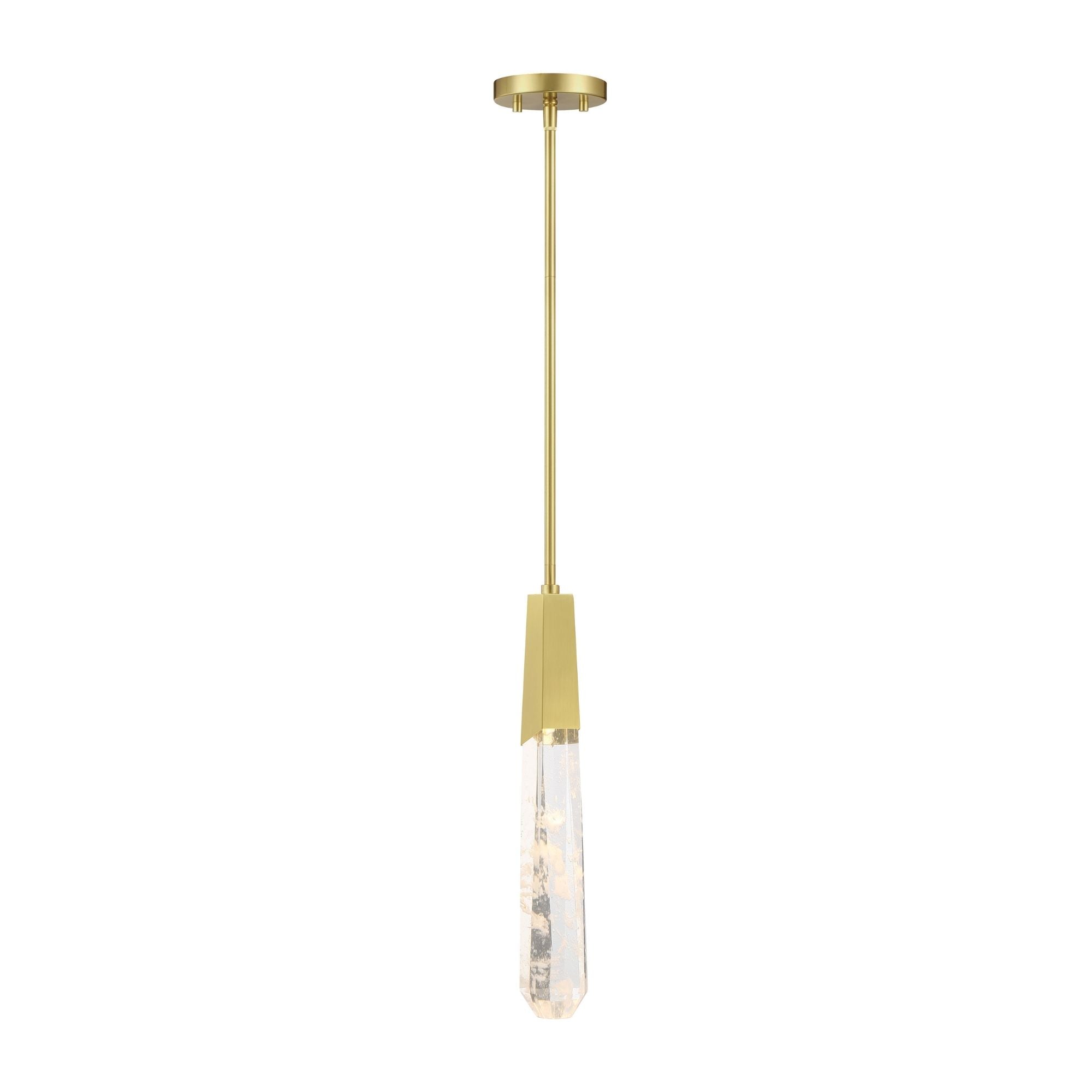 George Kovacs Drifting Droplets 18.5 in. LED Pendant, Brushed Brass with Clear Faux Rock Crystal